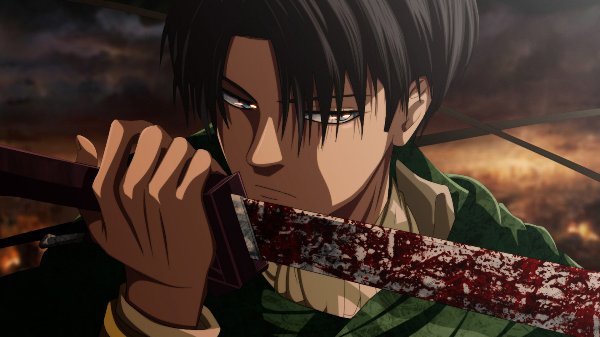 Download mobile wallpaper Levi Ackerman, Blood, Sword, Attack On Titan, Anime for free.