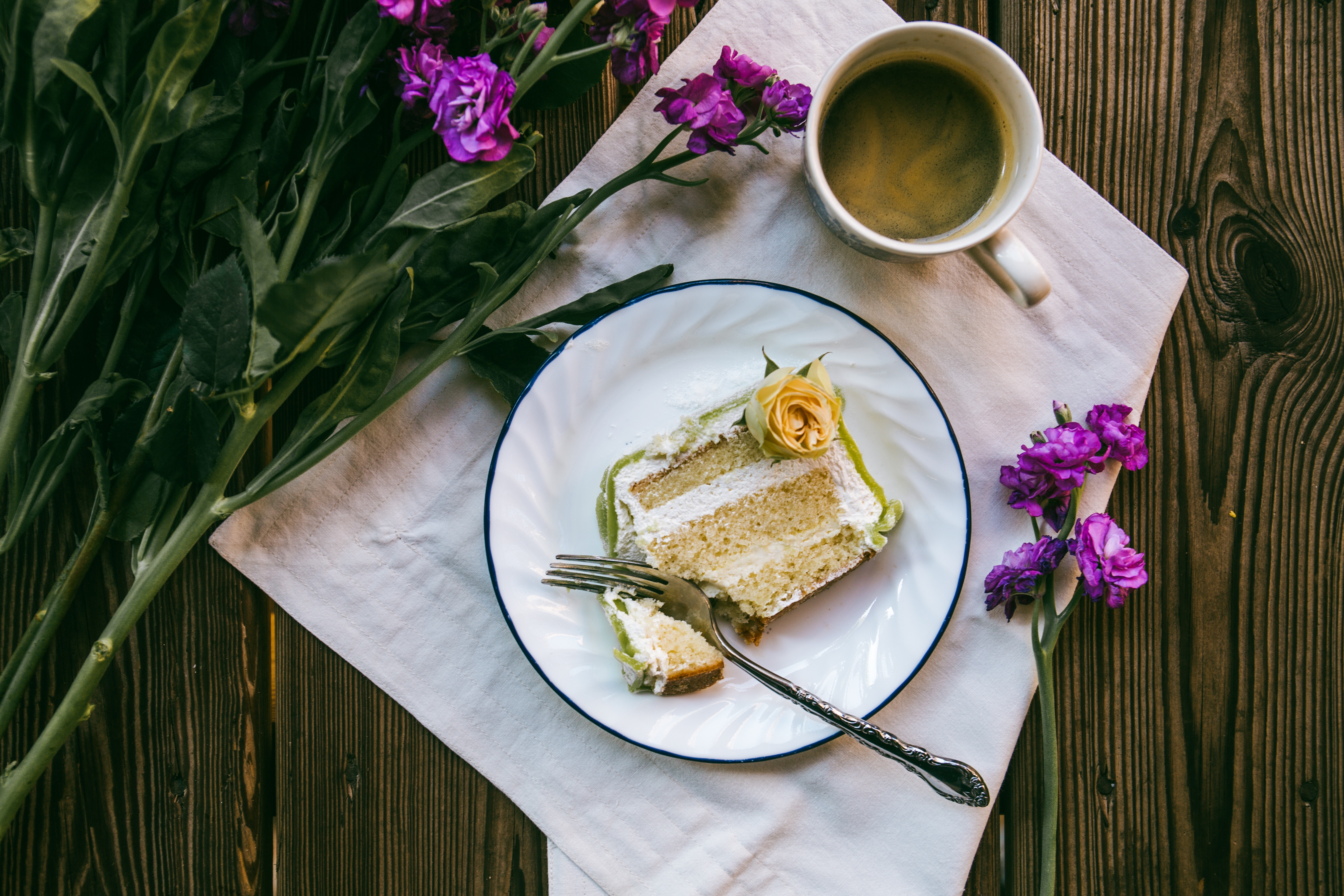 Download mobile wallpaper Flowers, Food, Cake, Coffee for free.