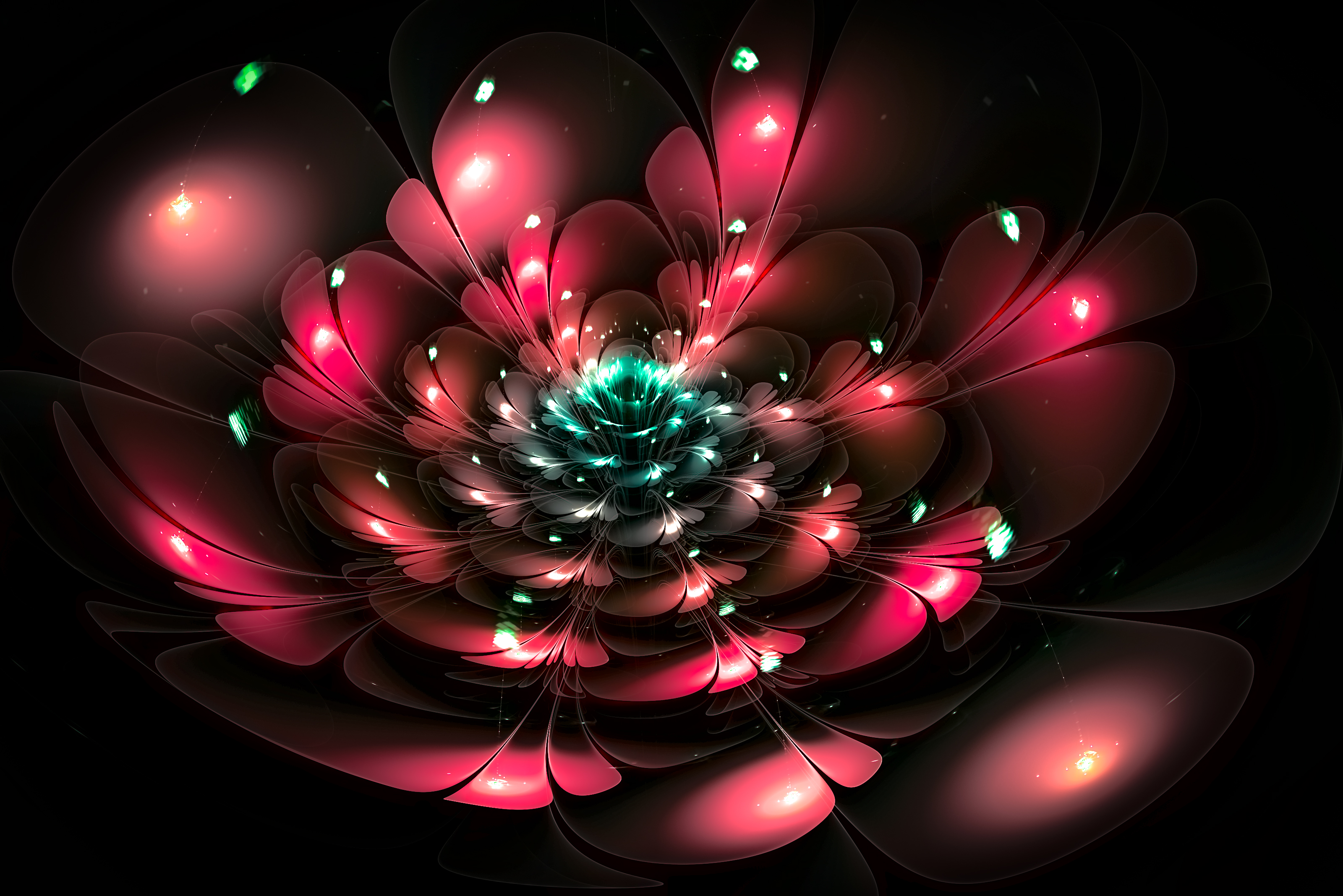 abstract, glare, flower, fractal, glow 4K