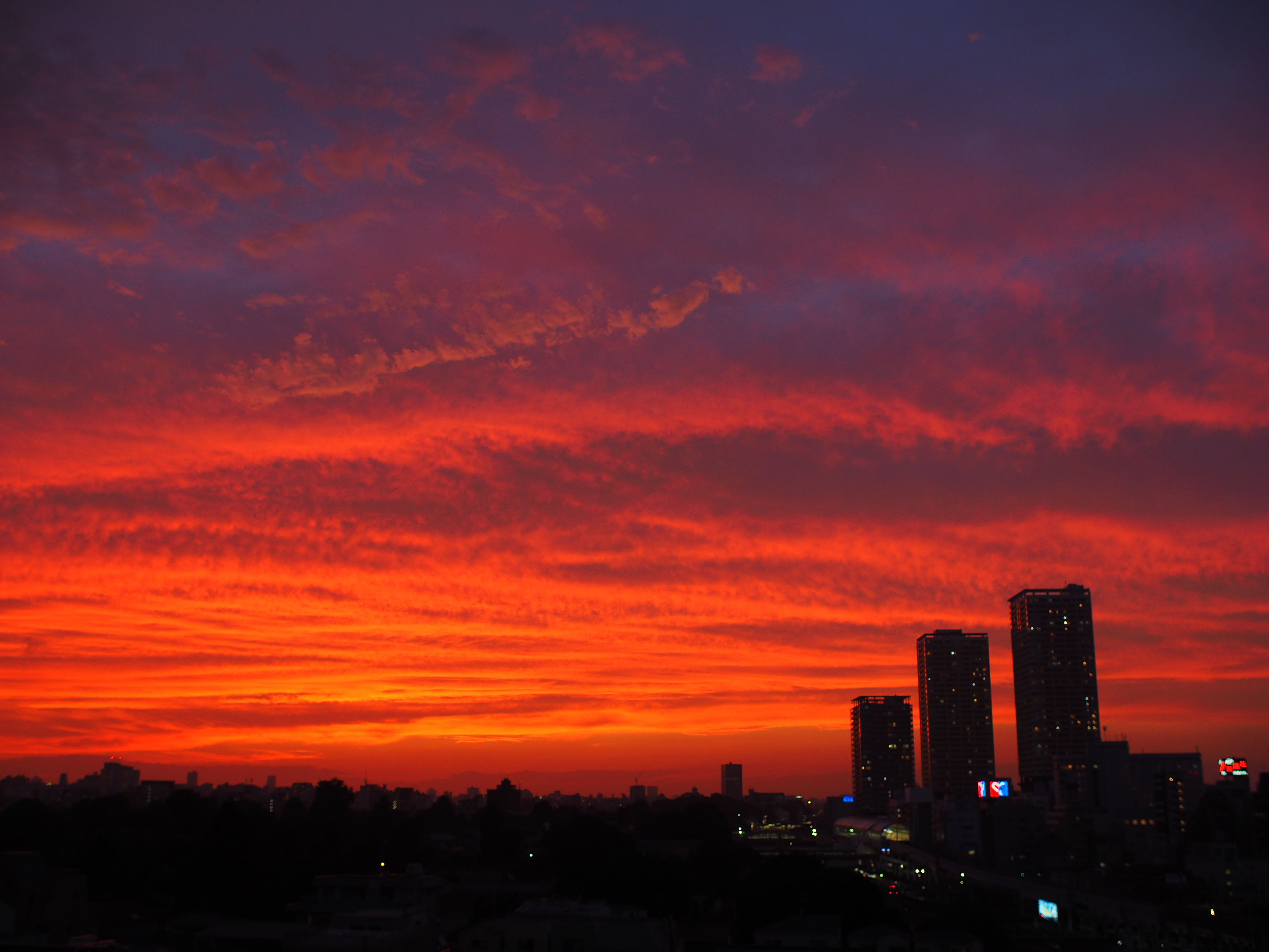 view from above, cities, sunset, twilight, city, building, dusk Desktop home screen Wallpaper