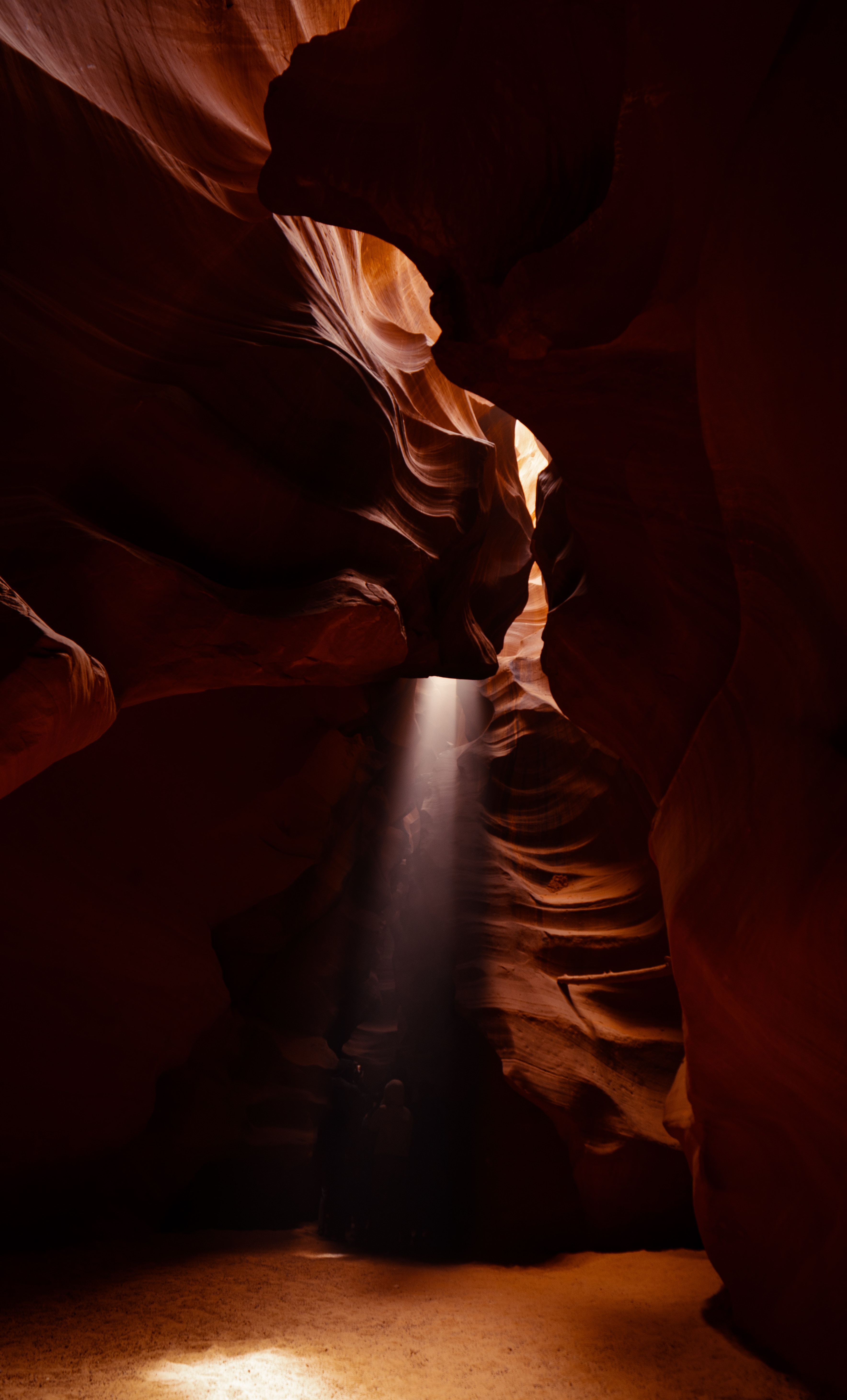 sunlight, dark, canyon, nature, stone, cave 8K