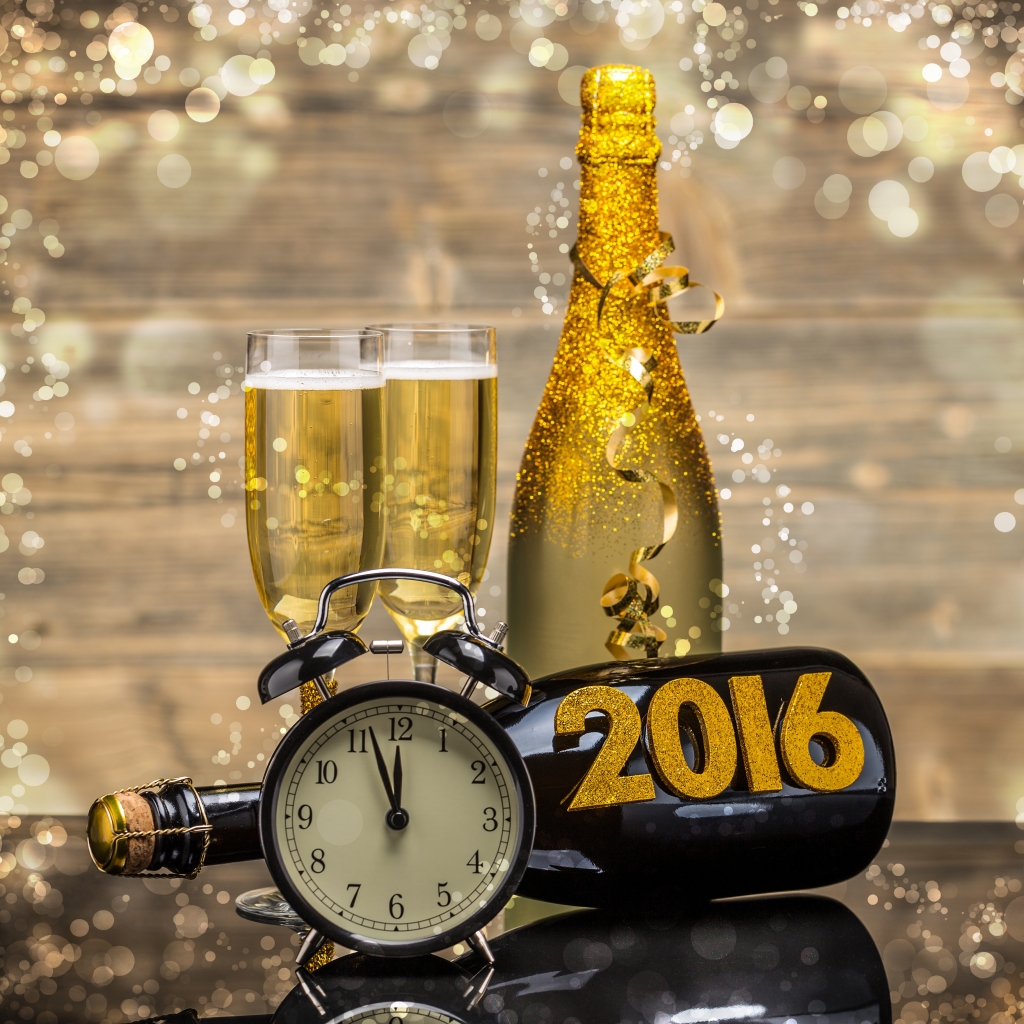1229730 下載圖片 节日, 2016年元旦, 香槟酒, 玻璃, 新年, 元旦, 瓶子, 时钟, 钟 - 免費壁紙和屏保