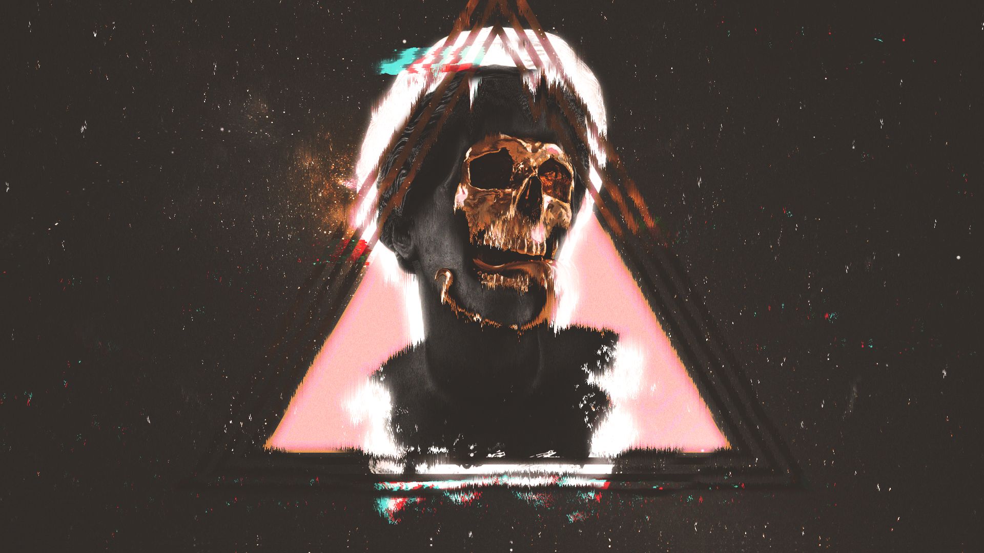 vaporwave, statue, dark, skull HD wallpaper
