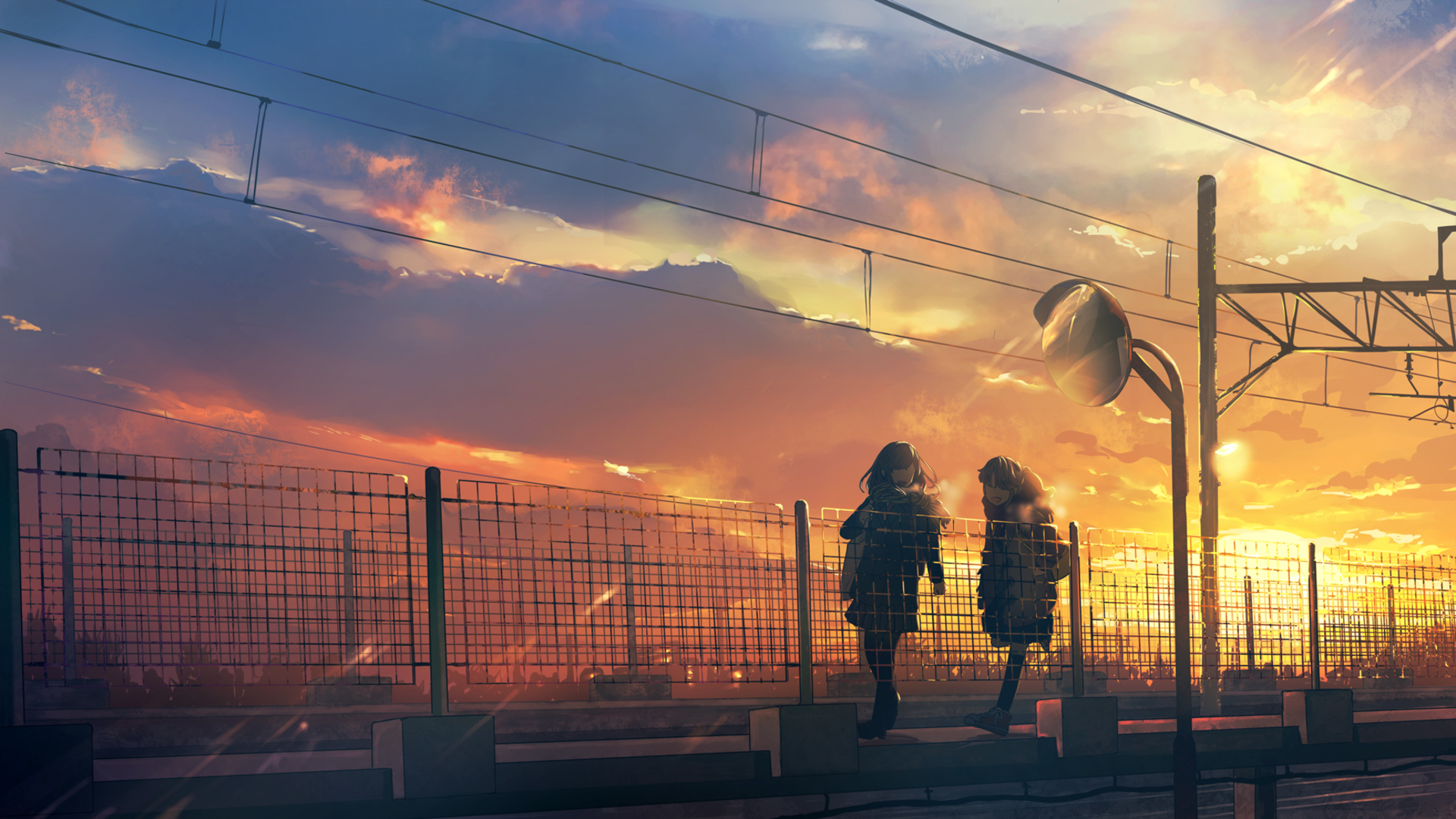 Free download Free download Sunrise Anime Road Sky Clouds Wallpaper 4K HD PC  [1920x1080] for your Desktop, Mobile & Tablet