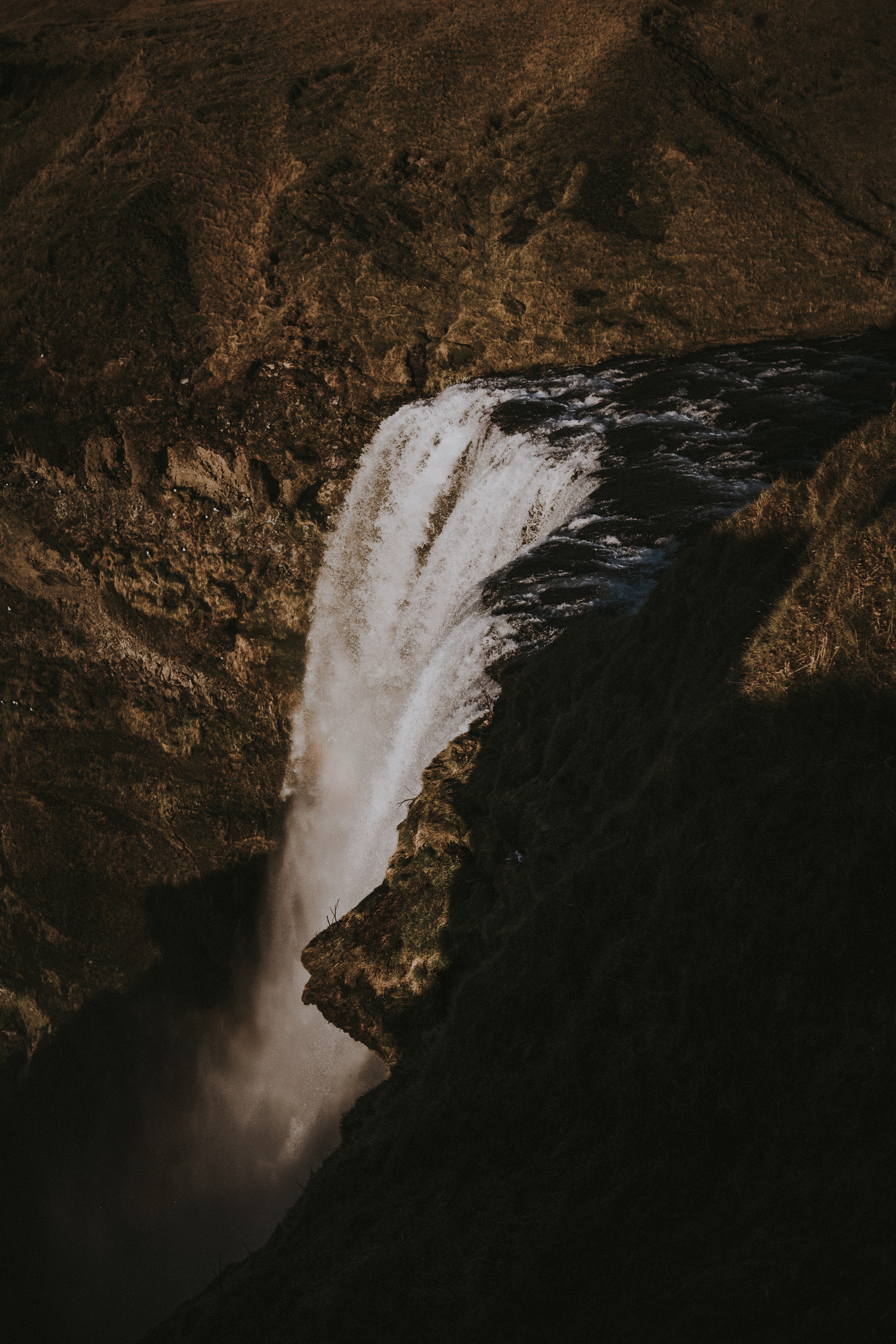 iceland, nature, waterfall, break, precipice, flow for android