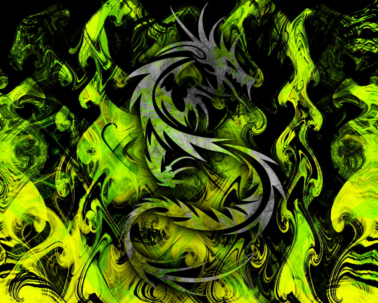 green, abstract, dragon 8K