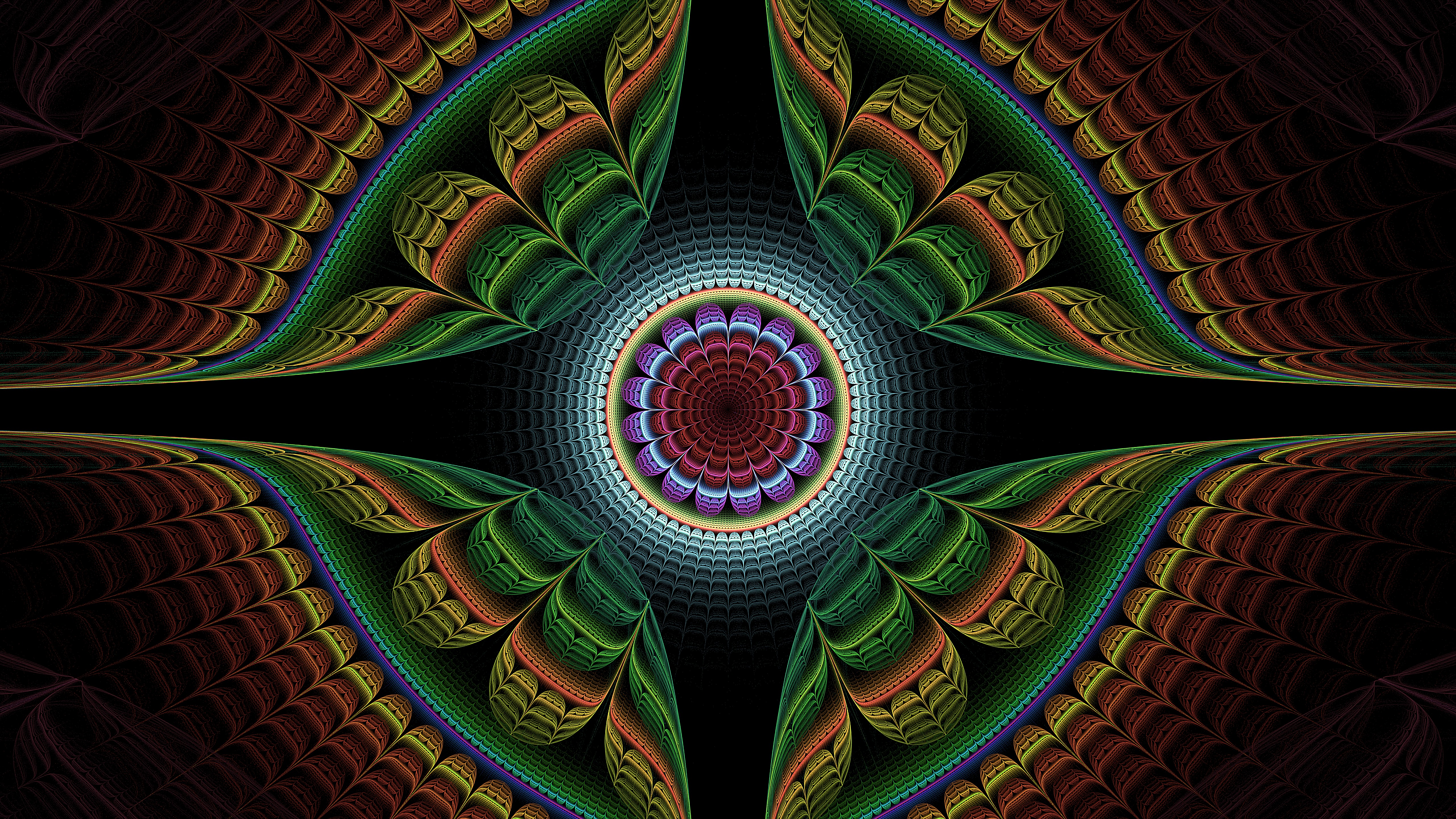 fractal, pattern, symmetry, multicolored, abstract, motley 32K