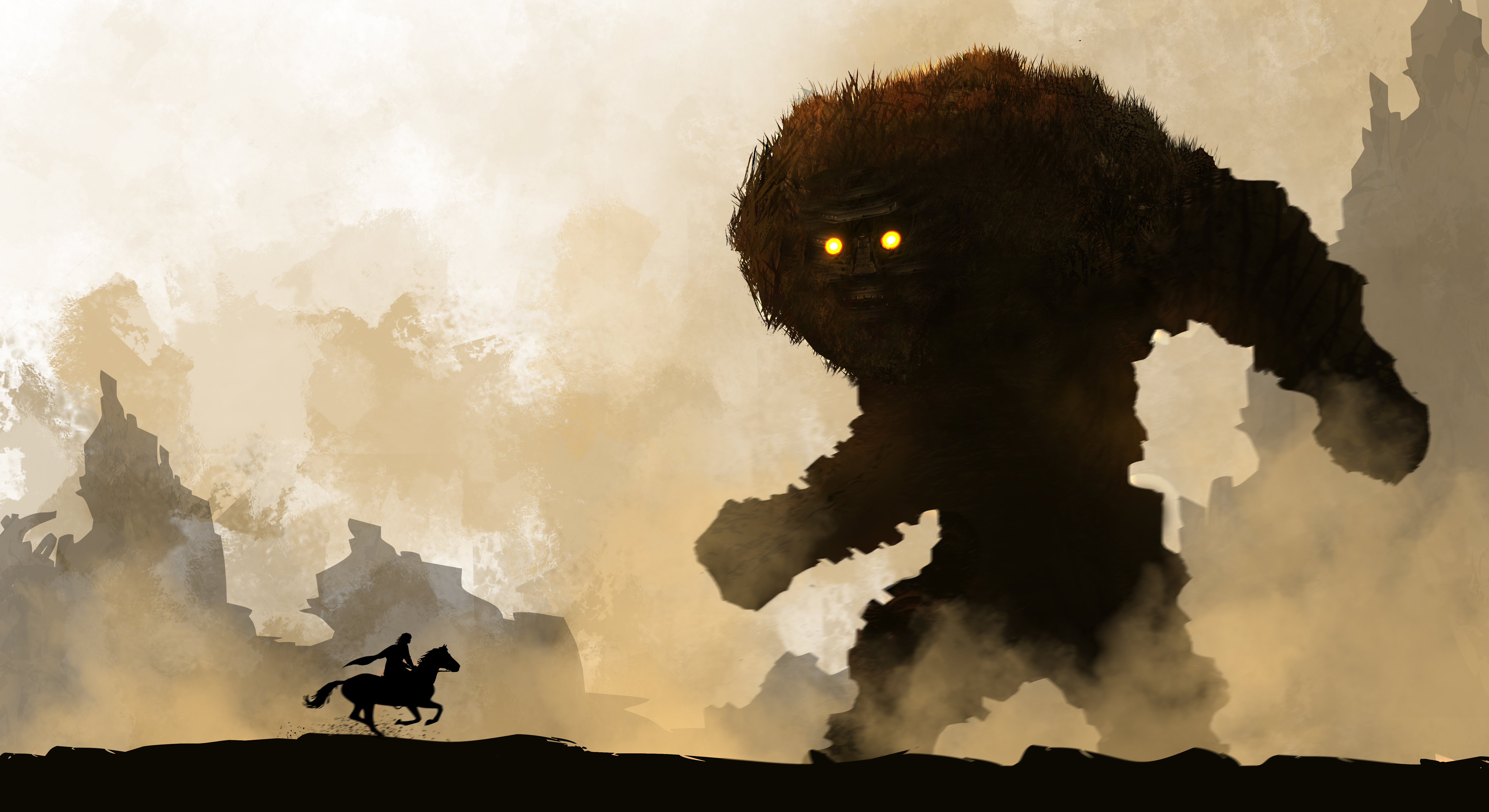 Big monster. Shadow of the Colossus обои. Shadow of the Colossus колоссы. Shadow of the Colossus Art. Shadow of the Colossus арты.