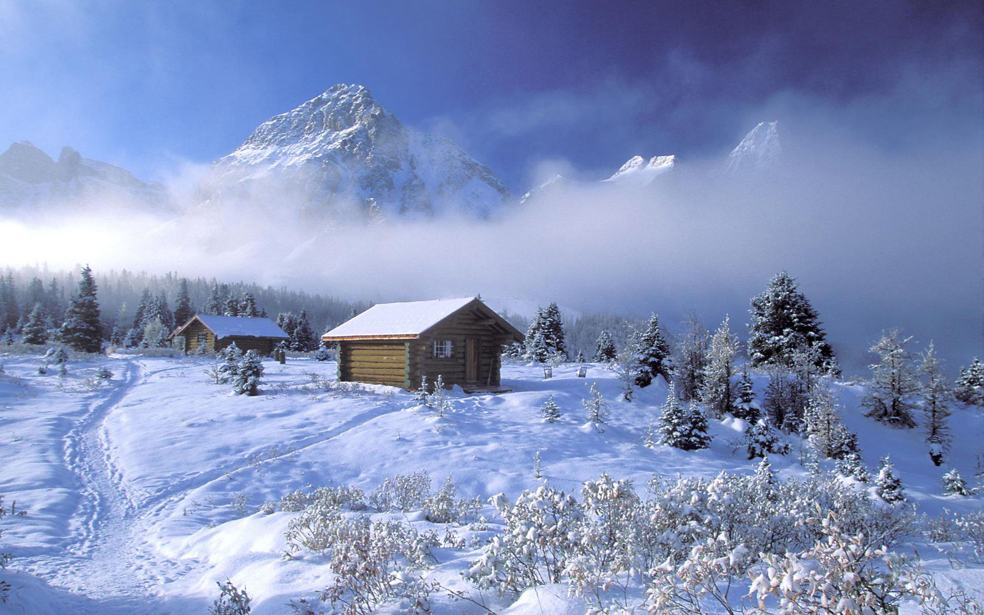 Скачать картинку Зима, Снег, Гора, Канада, Домик, Фотографии в телефон бесплатно.