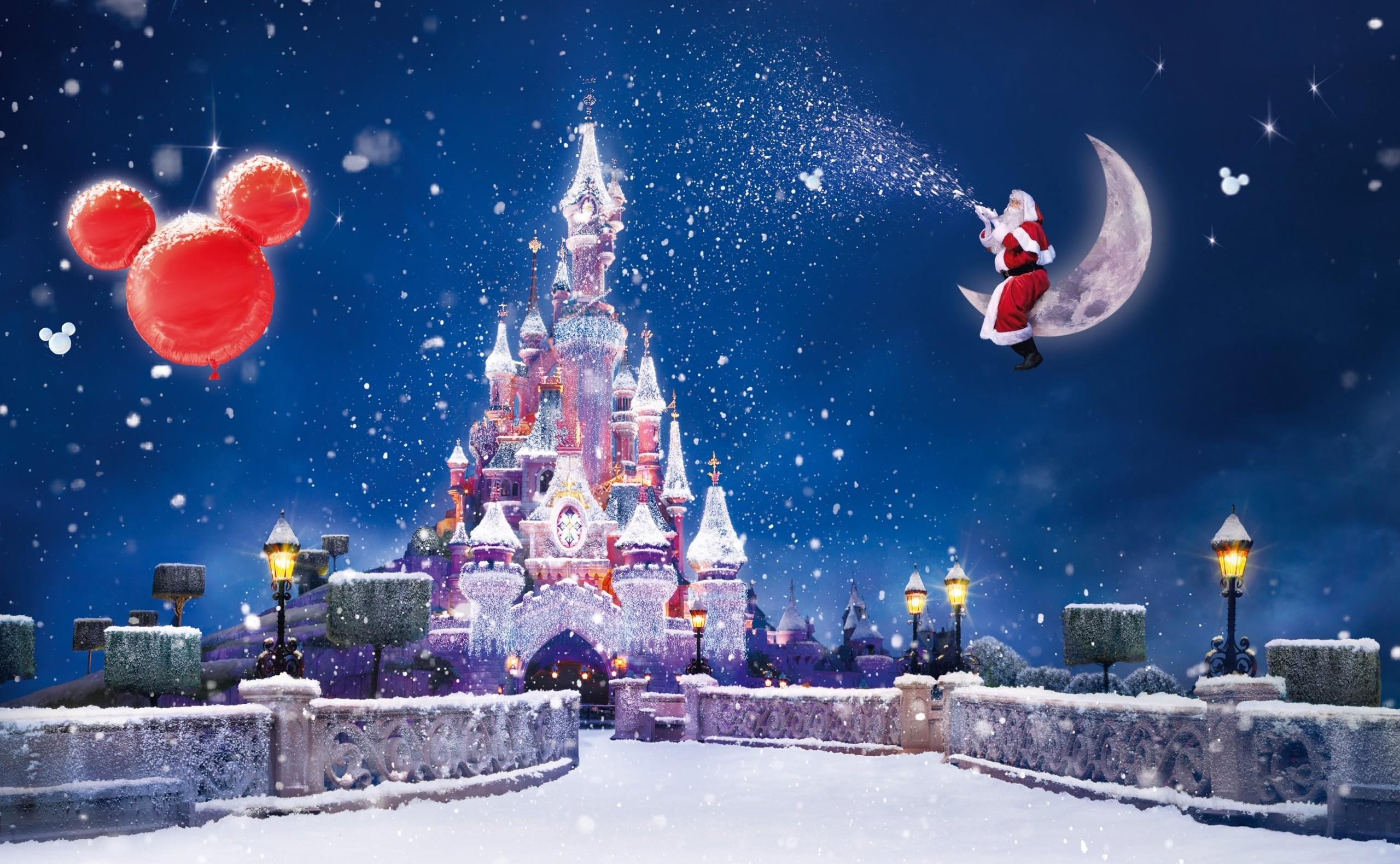 magic, santa claus, holidays, moon, lock, snow, balloons, christmas, holiday download HD wallpaper
