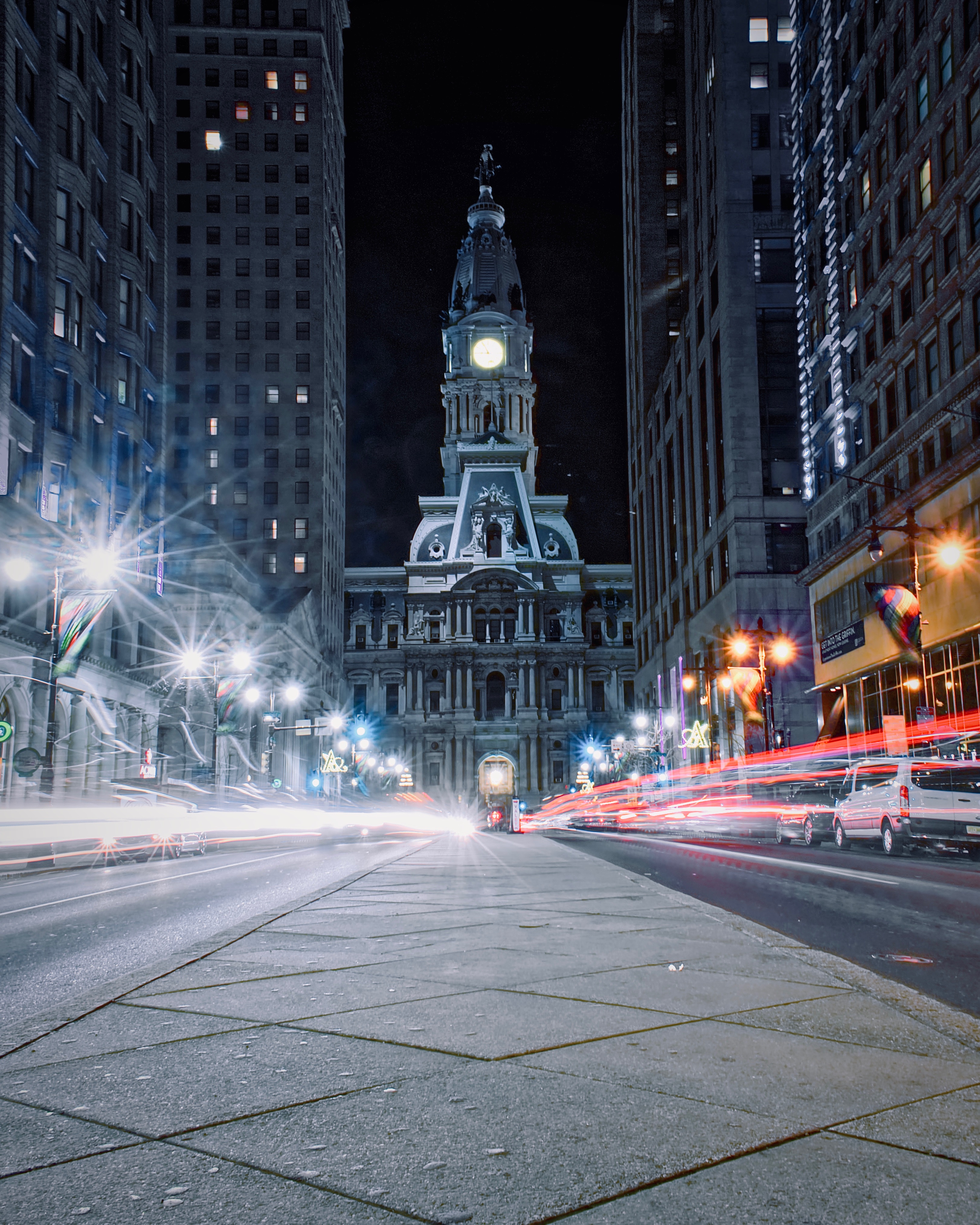 Download background philadelphia, united states, city lights, cities, architecture, usa, night city
