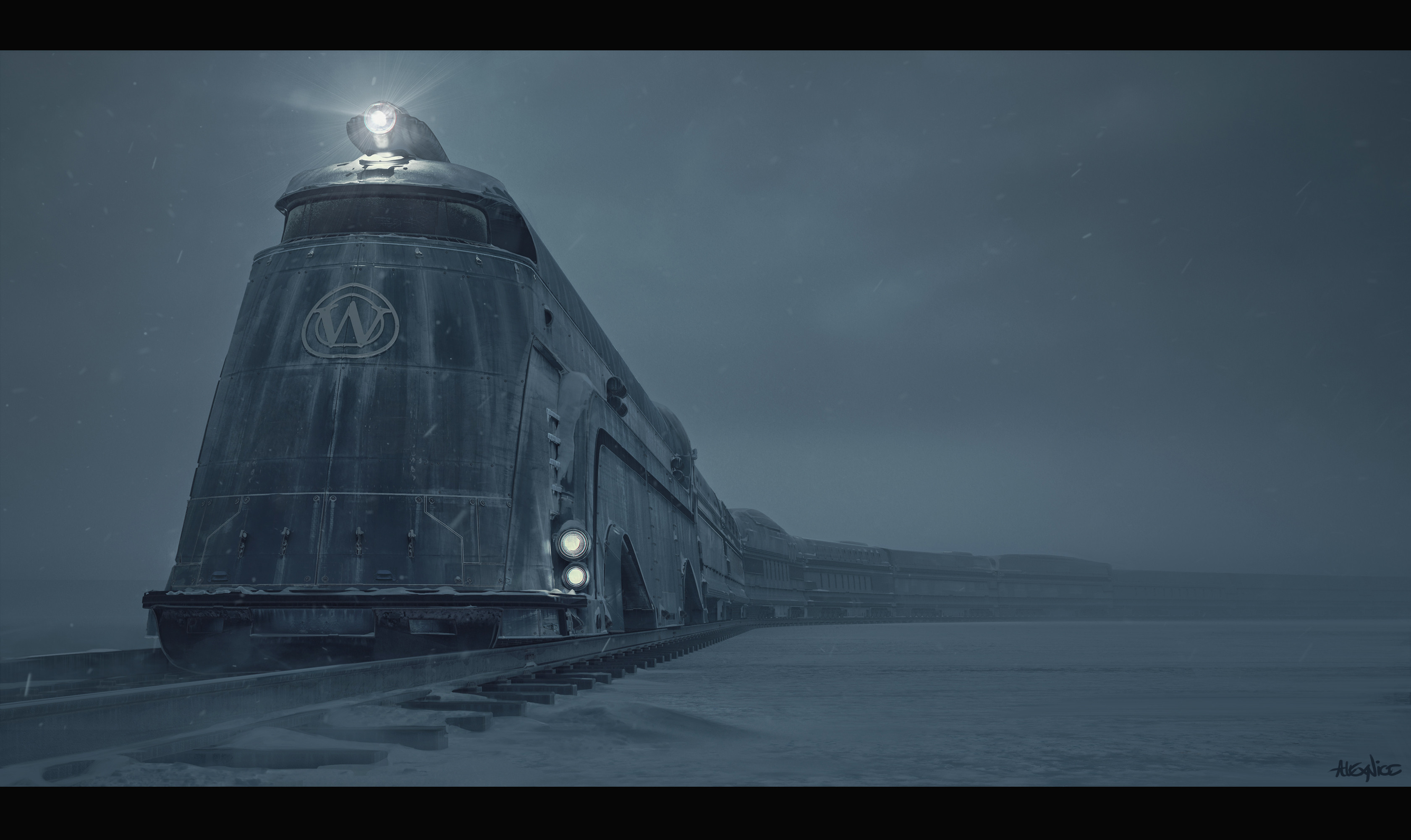 Большая Элис поезд сквозь снег