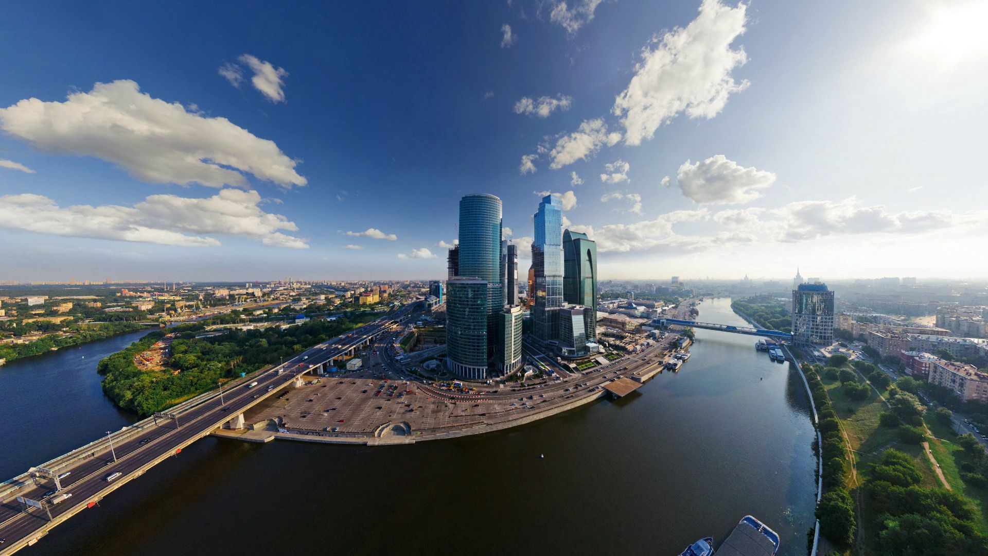 cities, skyscrapers, building, moskow, bridge, moscow city