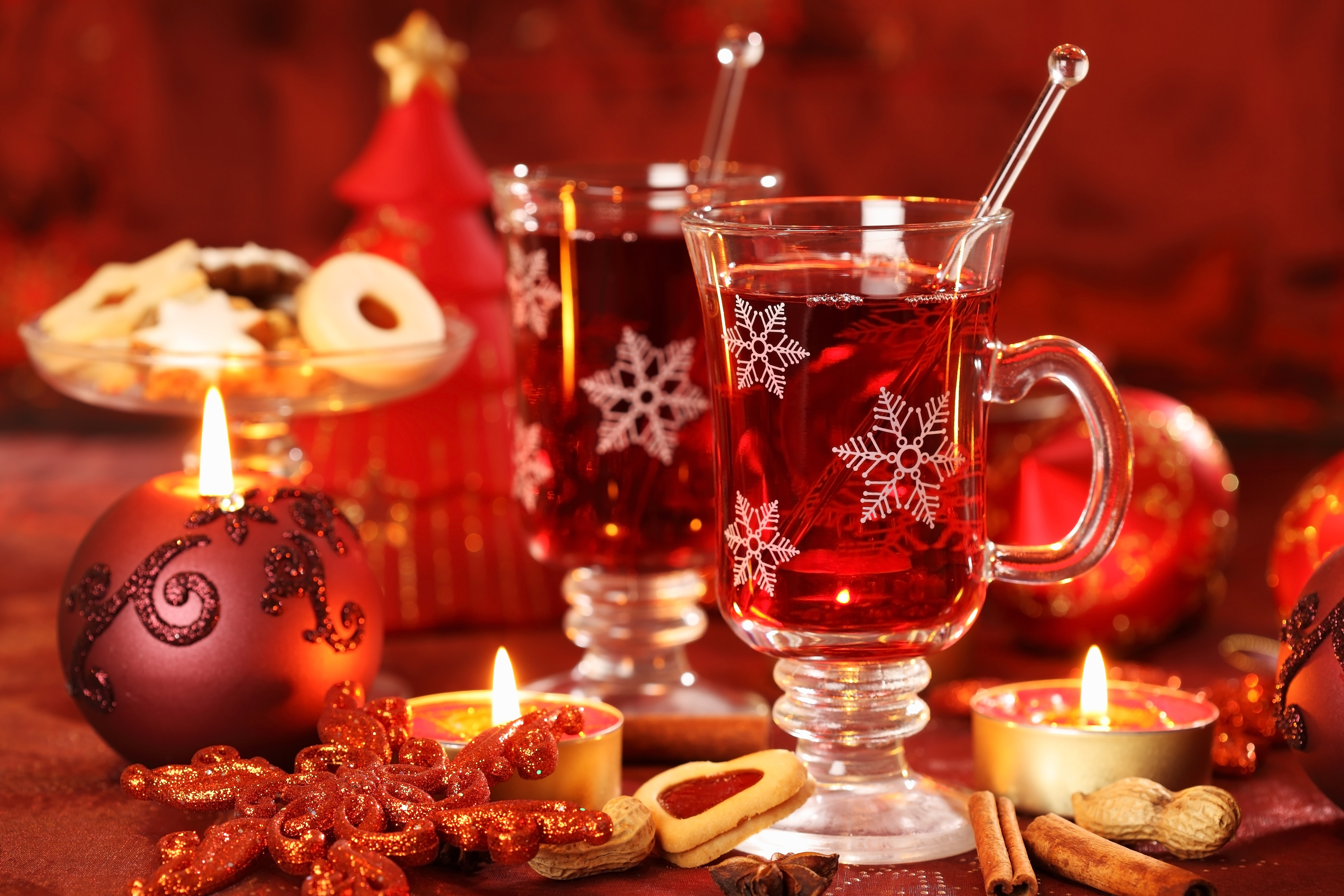 christmas, tea, food, candle, christmas ornaments, drink
