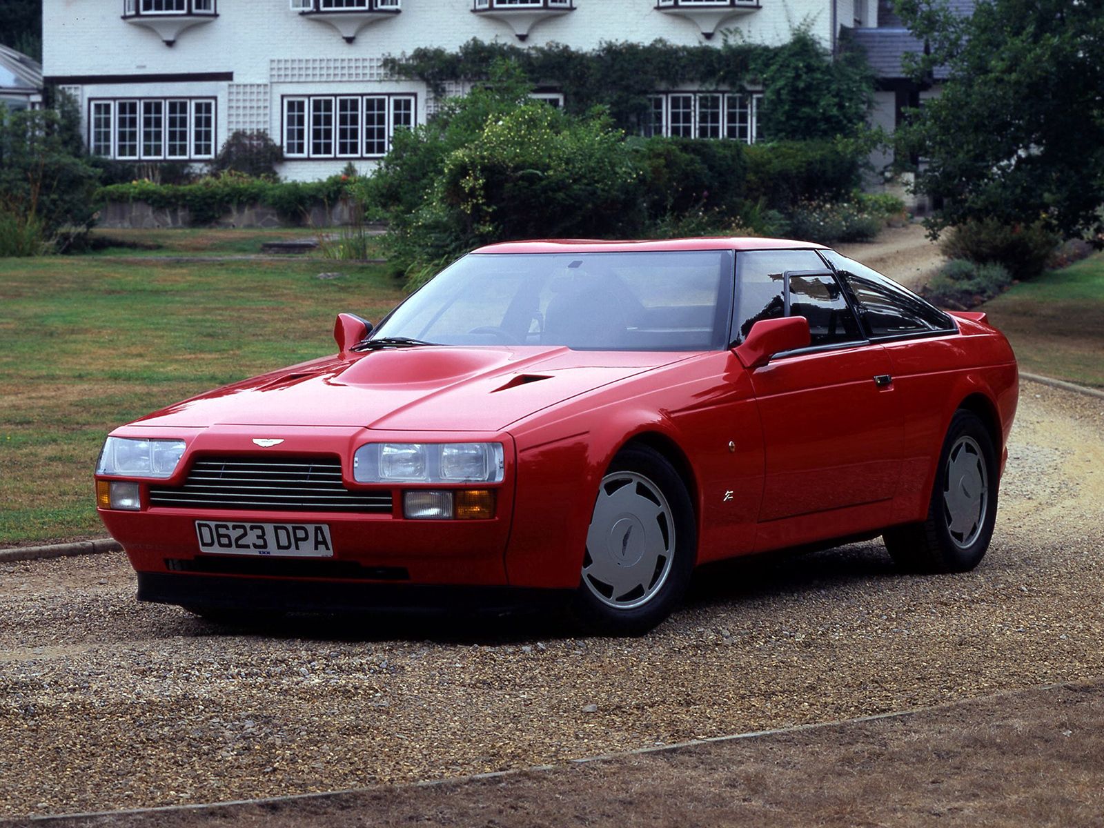 auto, aston martin, cars, red, front view, house, v8, vantage, 1986