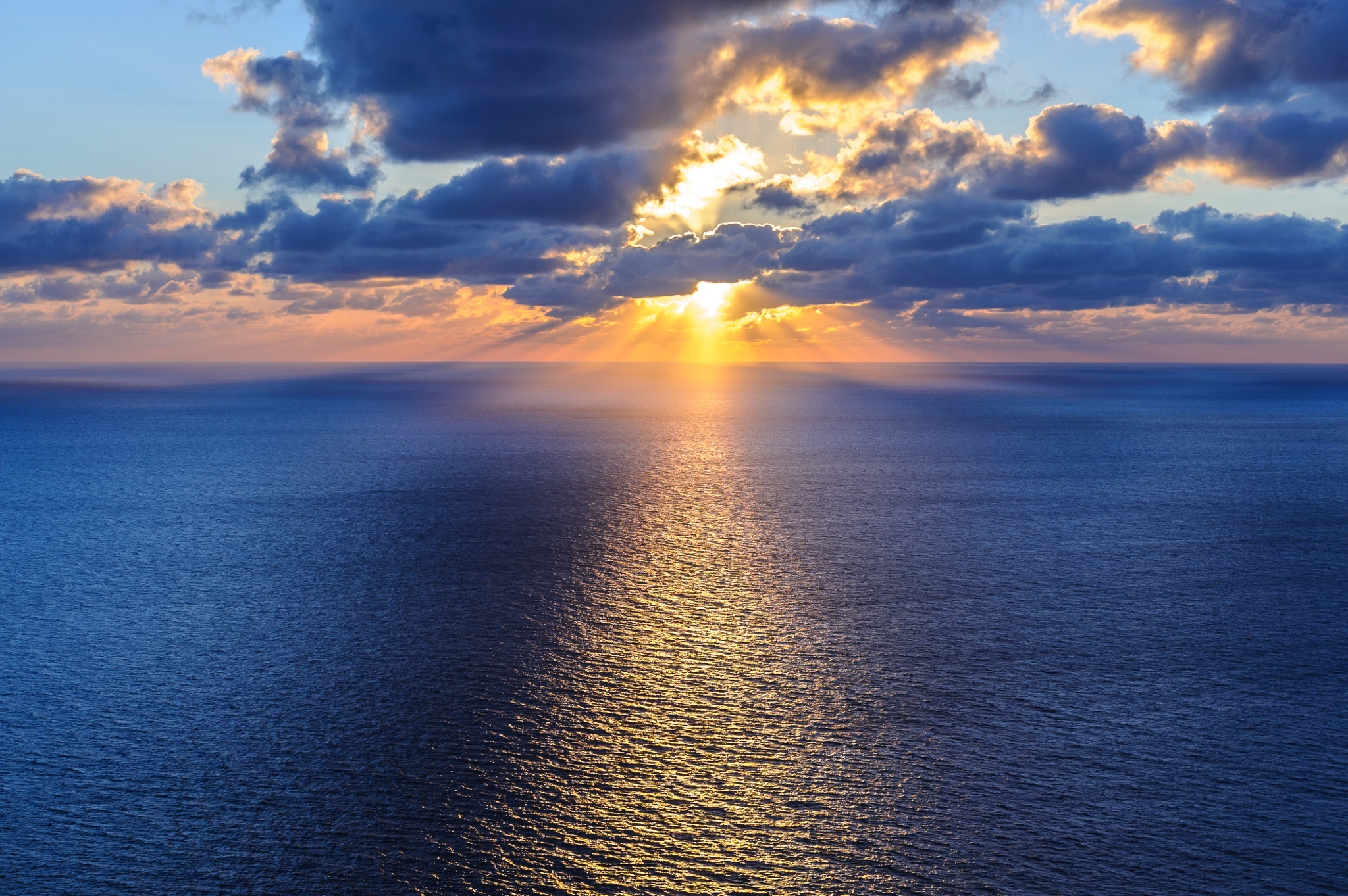 horizon, ocean, sea, nature, clouds phone background