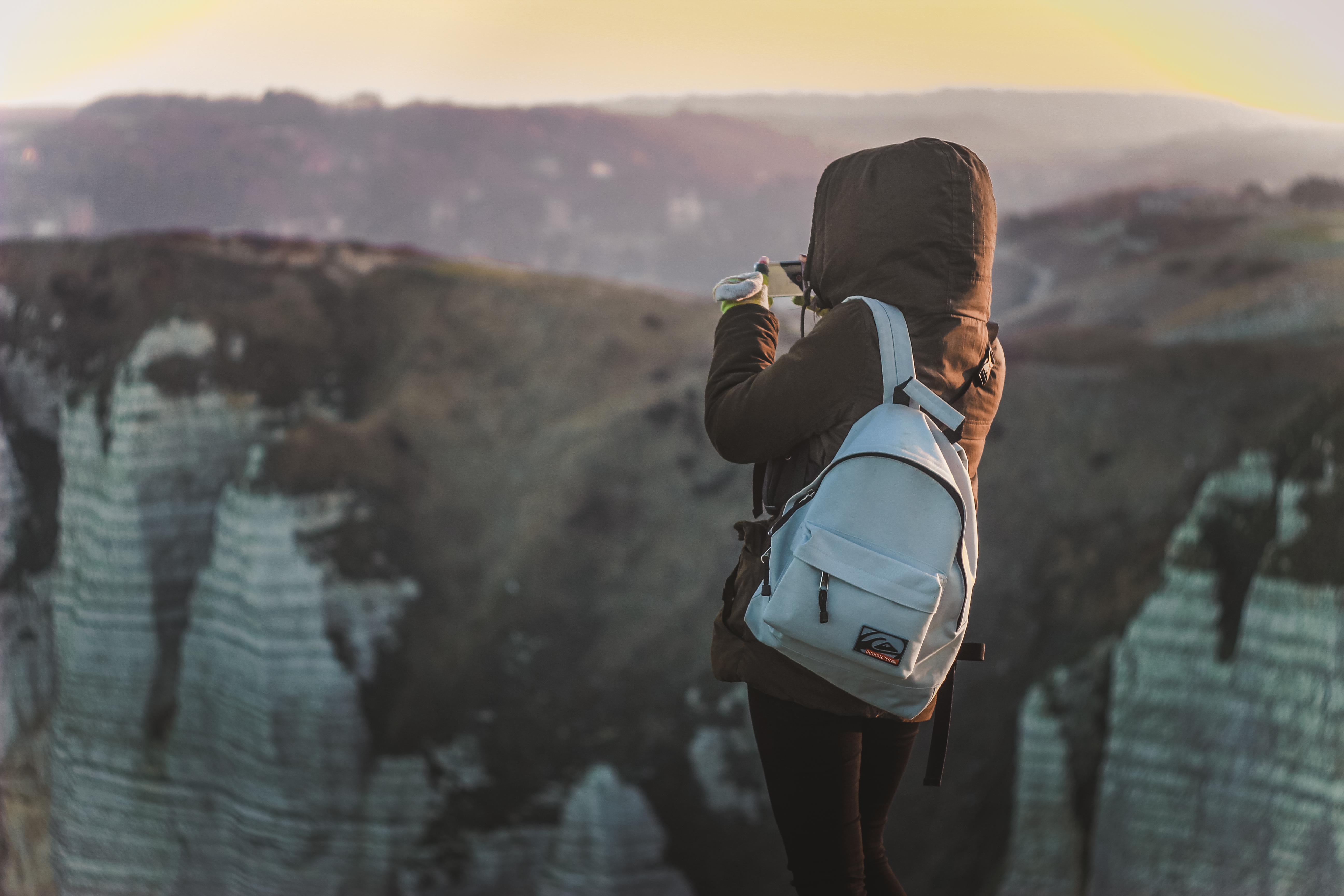 tourist, person, nature, mountains, journey, human, backpack, rucksack HD wallpaper