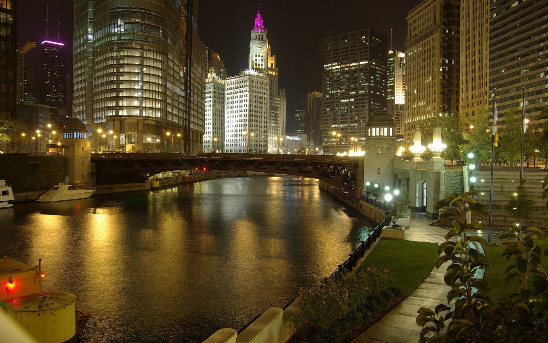 cities, chicago, rivers, usa, city, bridge, evening, united states, street, illinois