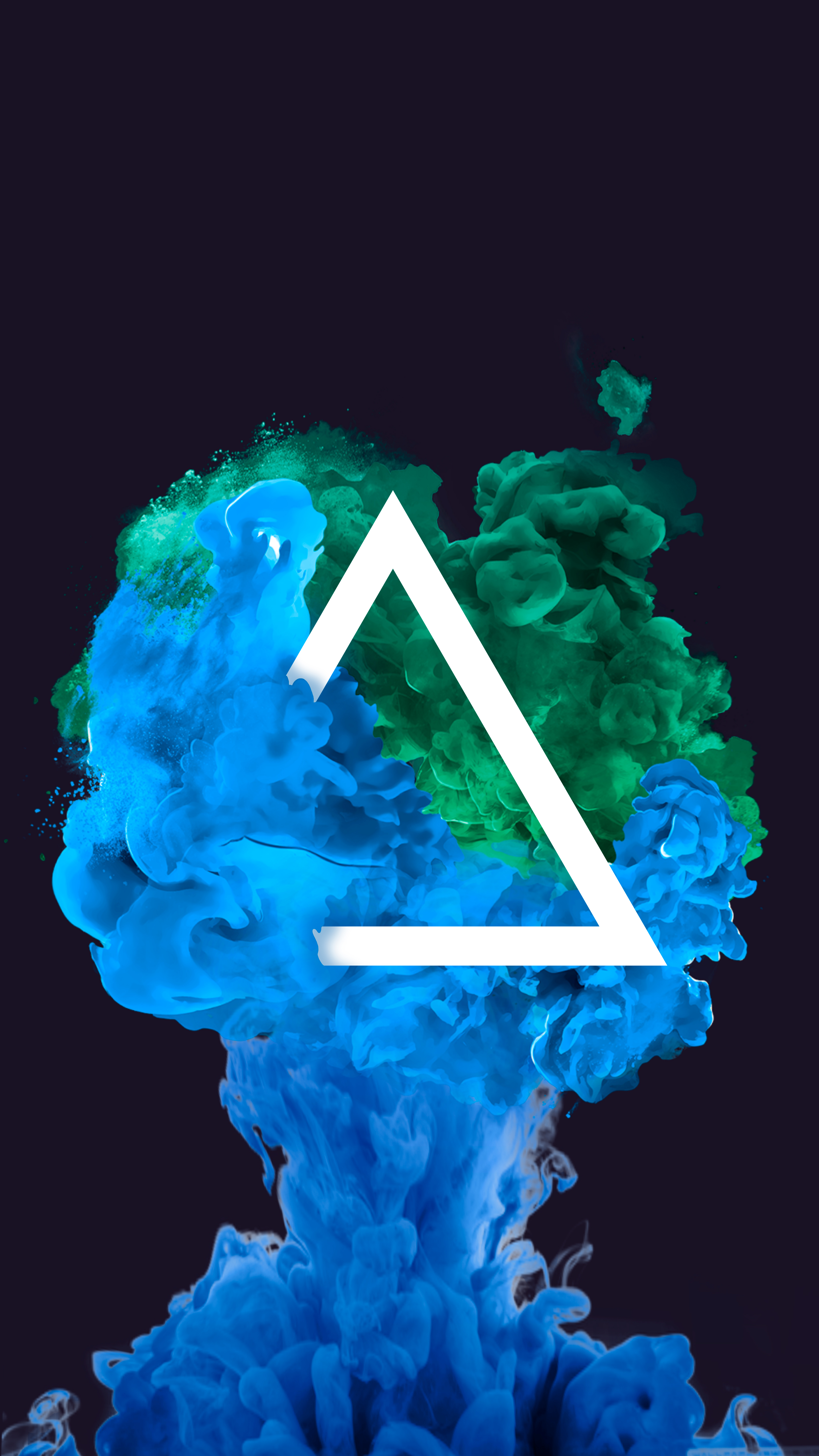 art, triangle, geometric, ink, blue, green, clot 4K