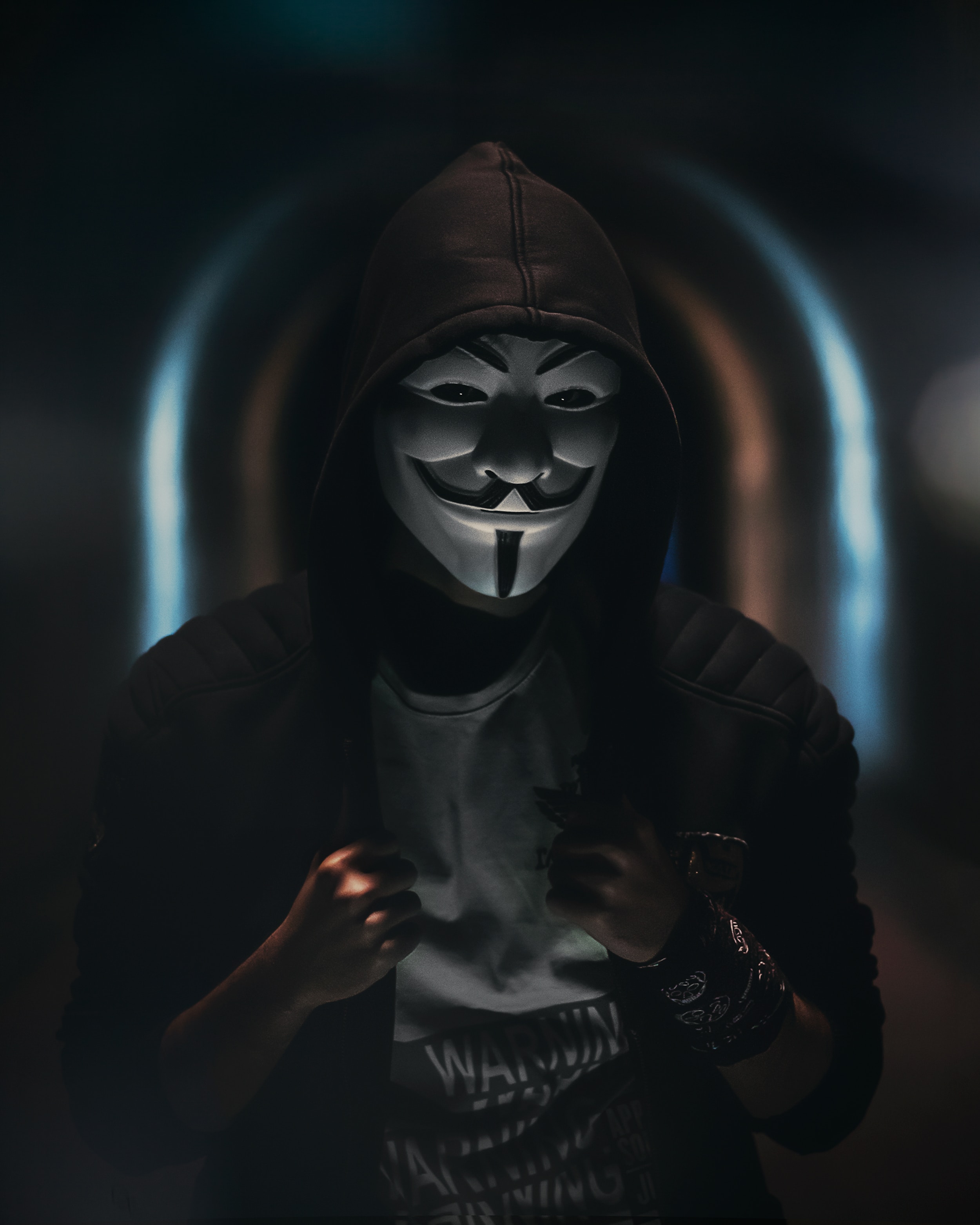 dark, anonymous, mask, hood, person, human, miscellanea, miscellaneous HD wallpaper
