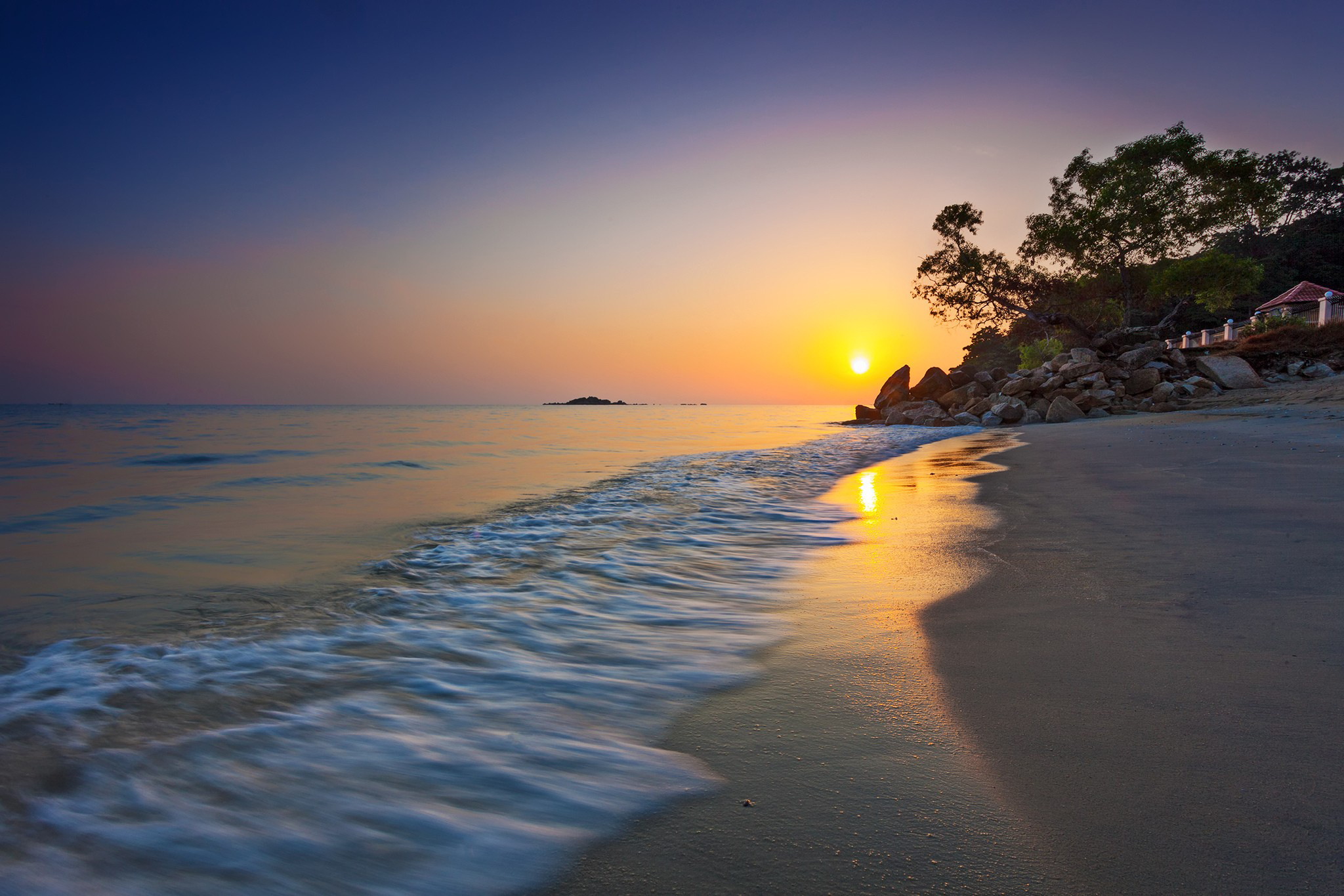 sunset, malaysia, beach, earth, coast