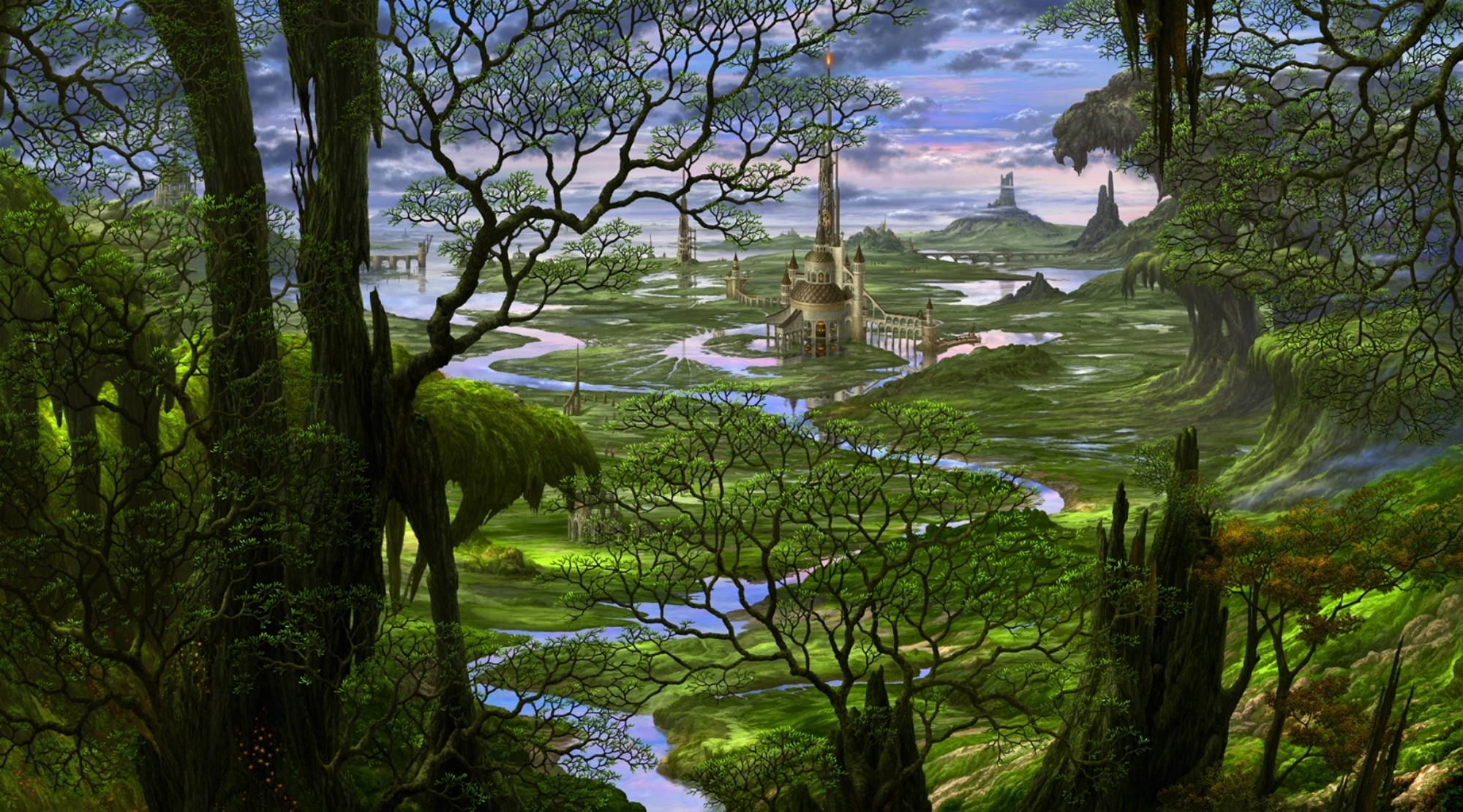 Эльфийский замок сказочный лес