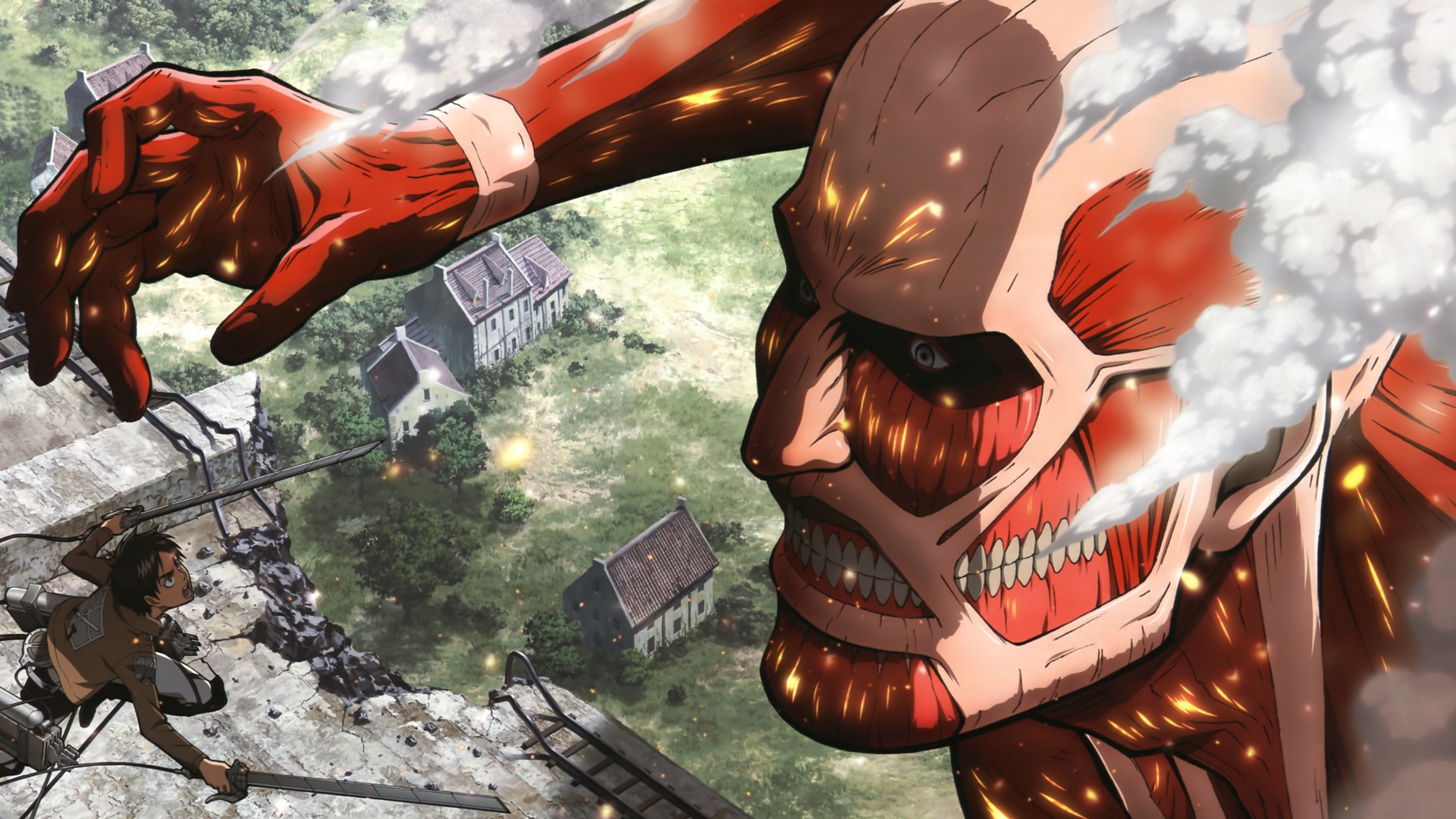 attack on titan, anime, colossal titan, eren yeager images