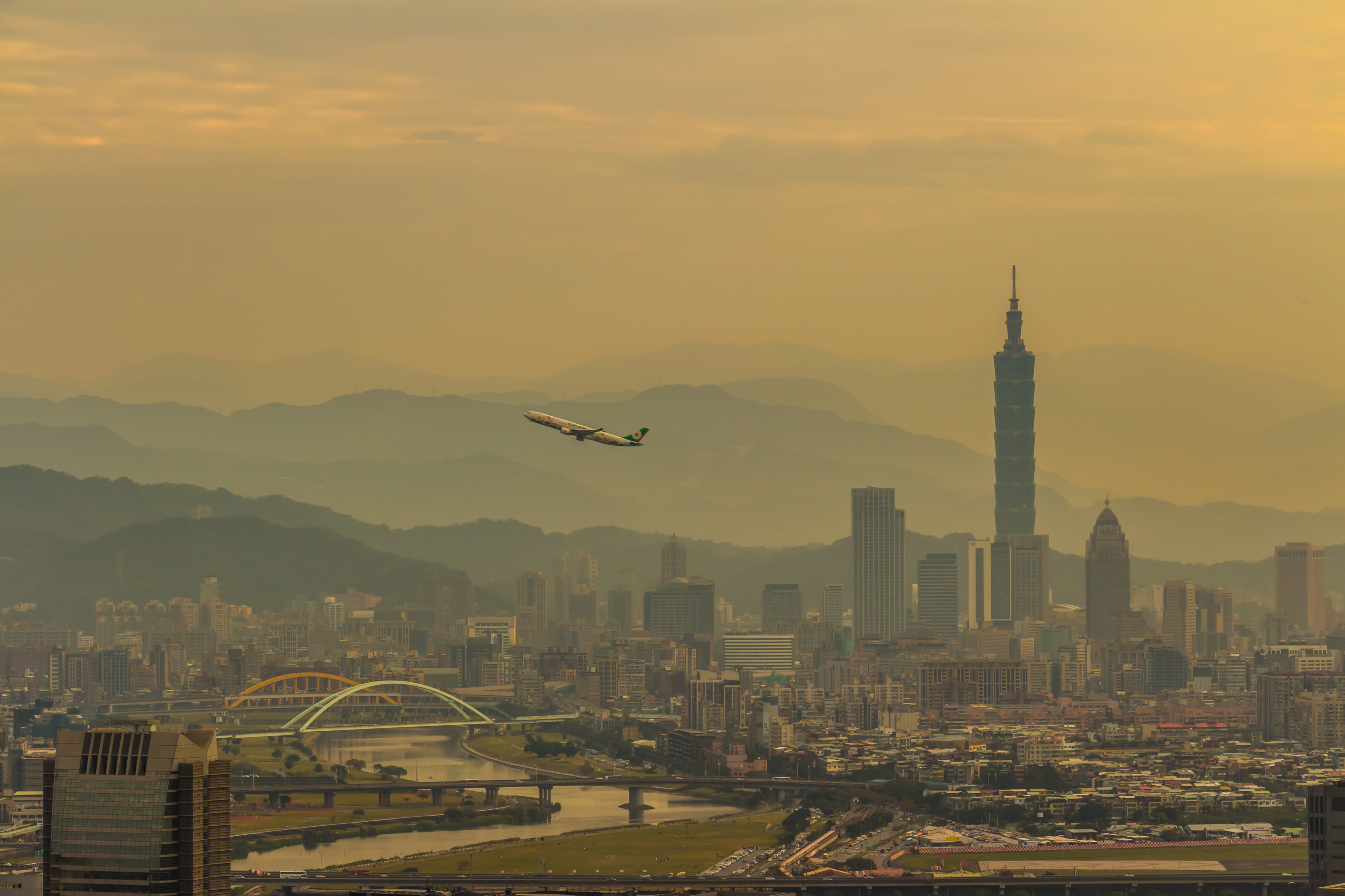 man made, taipei, airplane, mountain, taiwan, cities Smartphone Background