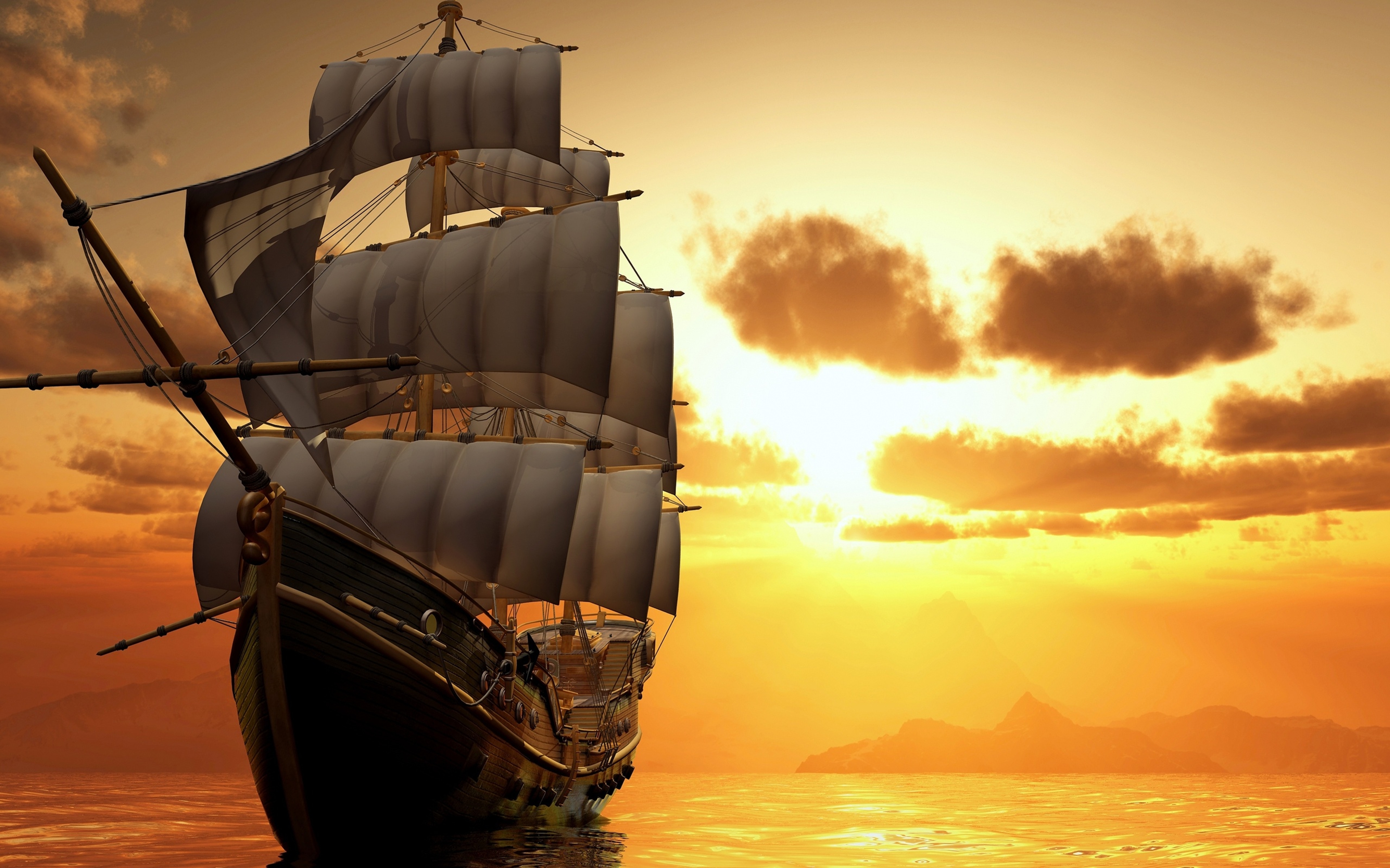 sea, sailboat, sailing ship, vehicles, cloud, ocean, sunset HD wallpaper