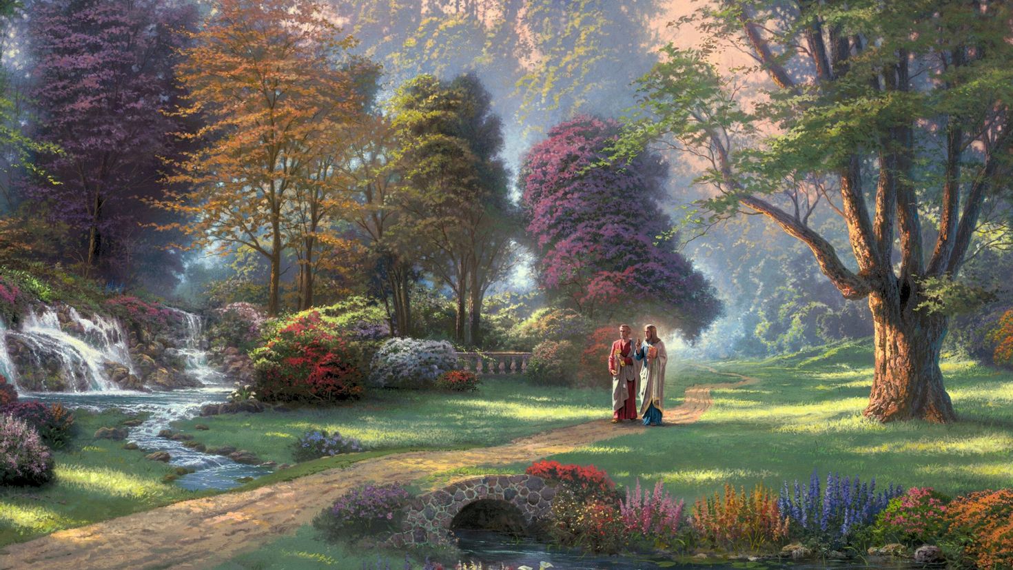 Художественные пейзажи. Томас Кинкаде художник сады. Томас Кинкейд картины сады. Райский сад *художник Thomas Kinkade. Томас Кинкейд рай Пейзажная живопись.