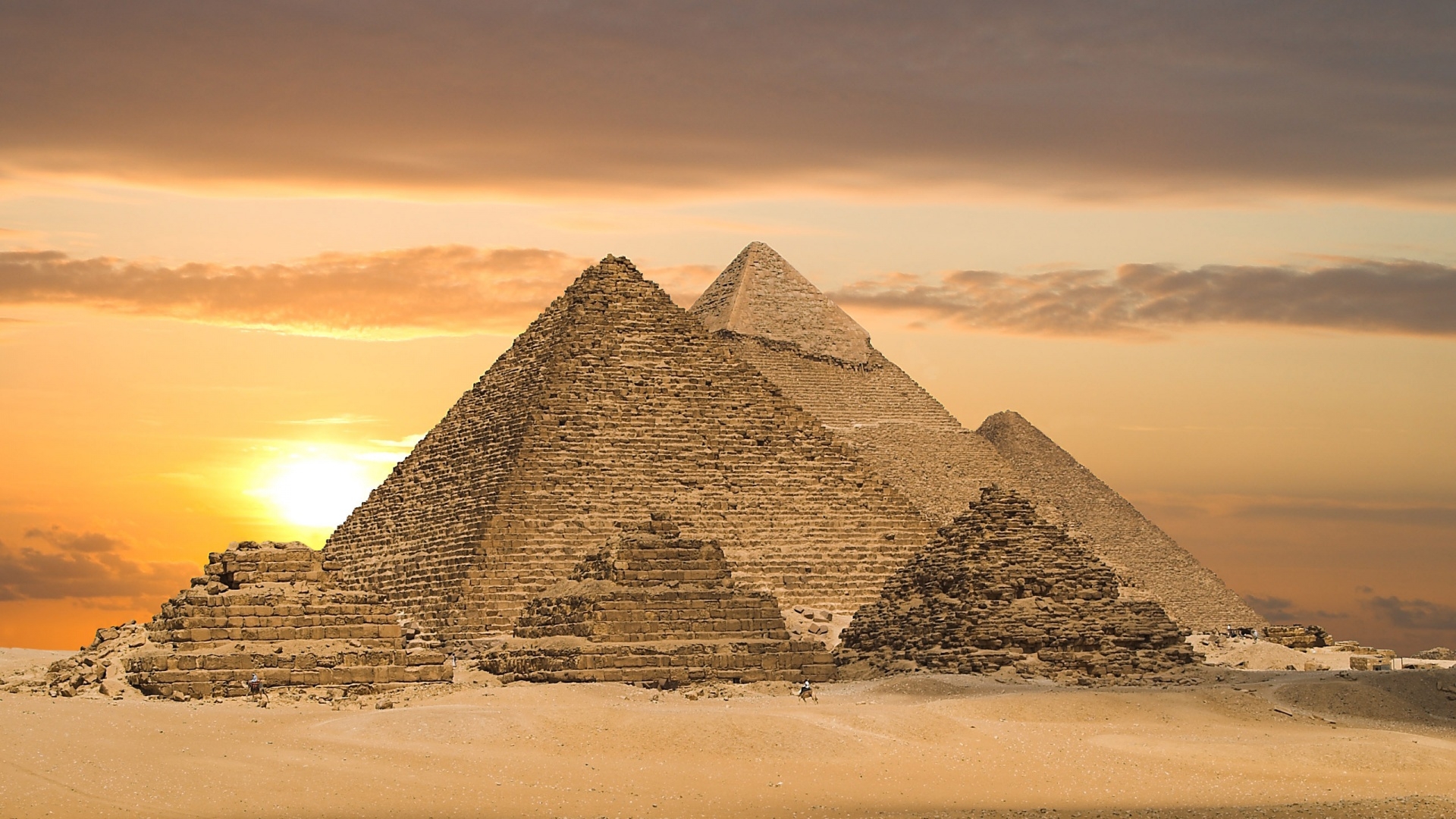pyramids, egypt, landscape, orange