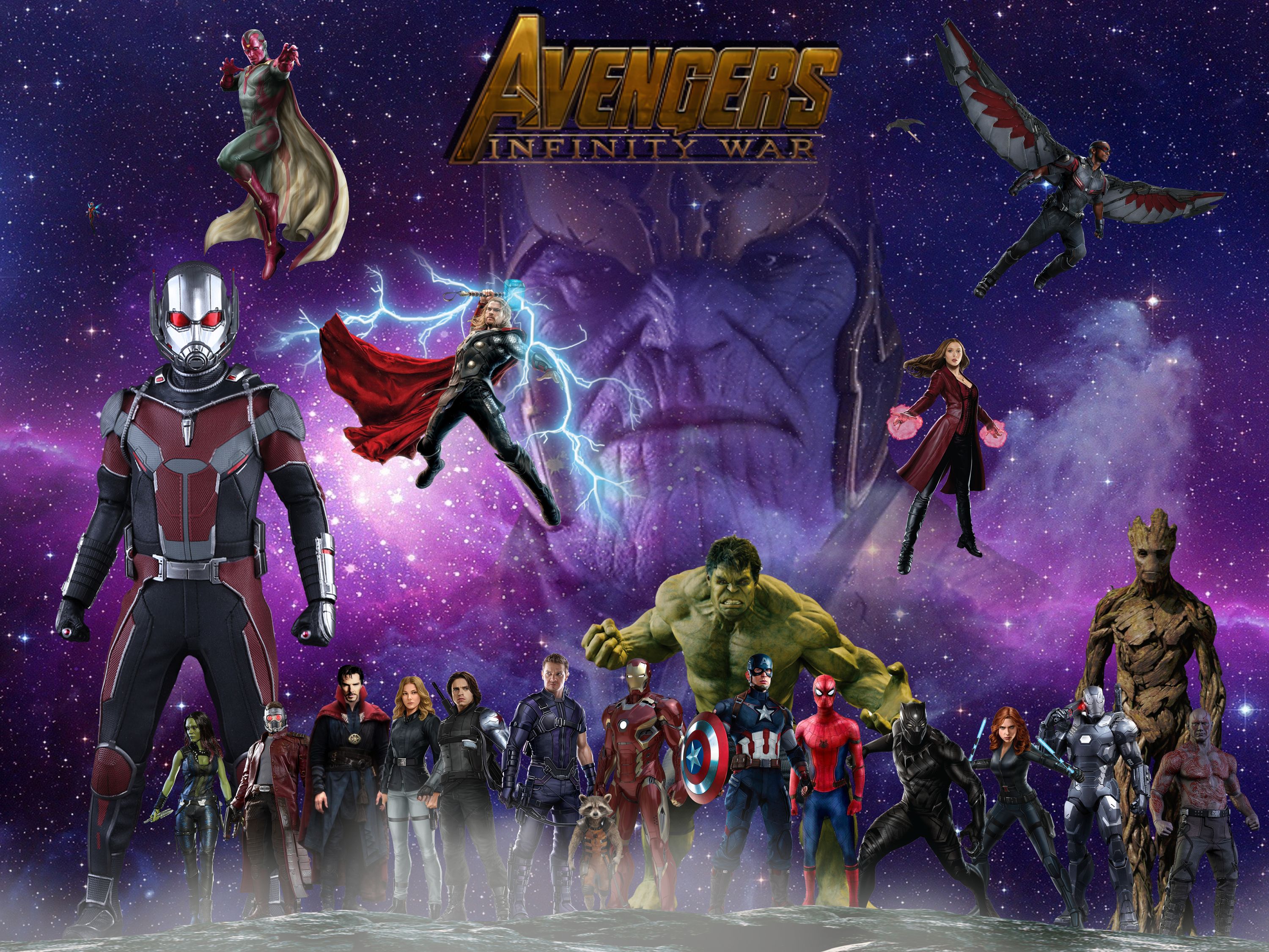 Download mobile wallpaper Spider Man, Hulk, Iron Man, Captain America, Avengers, Movie, Black Panther (Marvel Comics), Thor, Black Widow, Vision (Marvel Comics), The Avengers, Falcon (Marvel Comics), War Machine, Rocket Raccoon, Star Lord, Winter Soldier, Drax The Destroyer, Ant Man, Wanda Maximoff, Groot, Avengers: Infinity War for free.