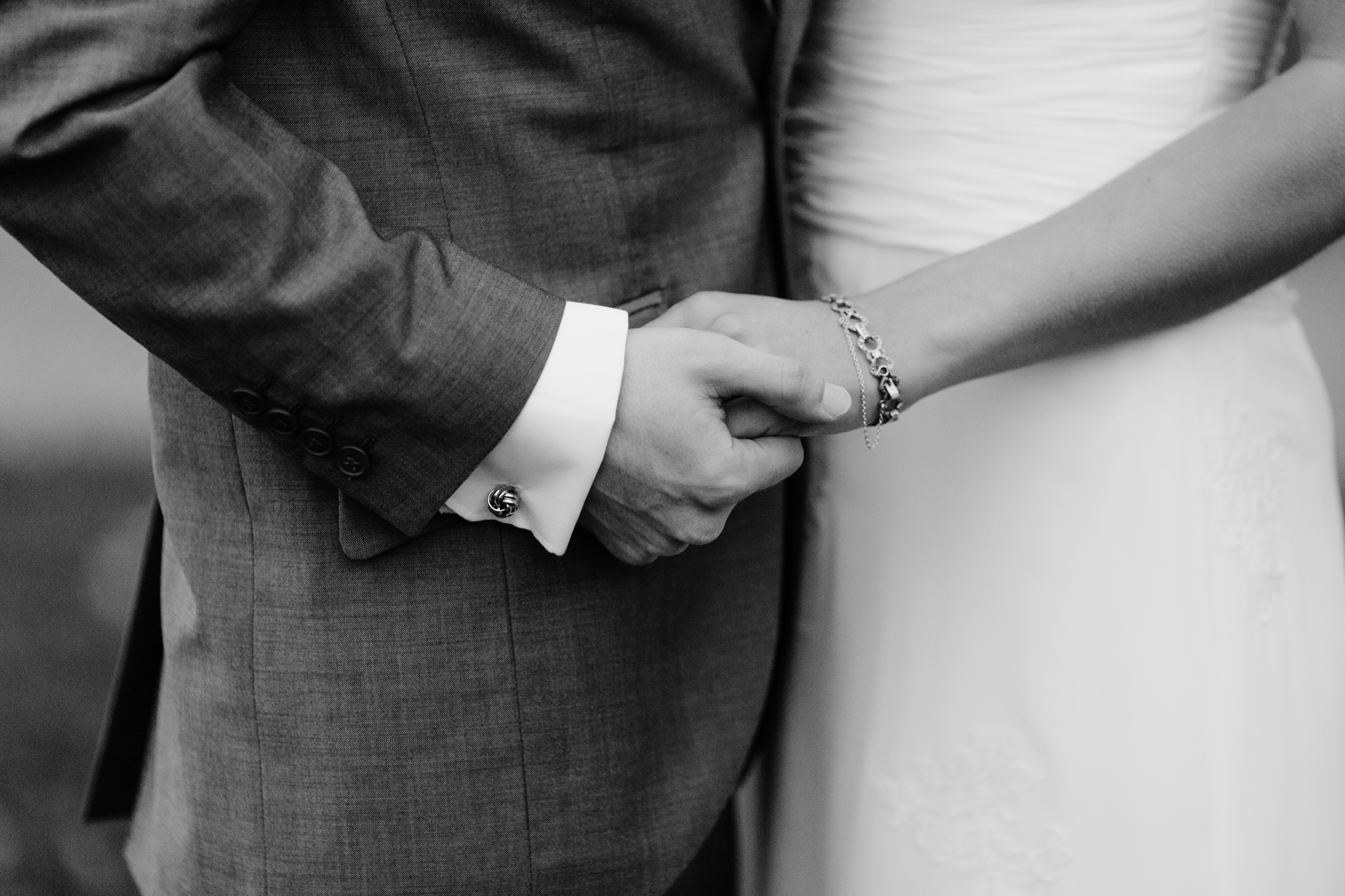 Download mobile wallpaper Newlyweds, Bw, Chb, Hands, Pair, Love, Couple for free.