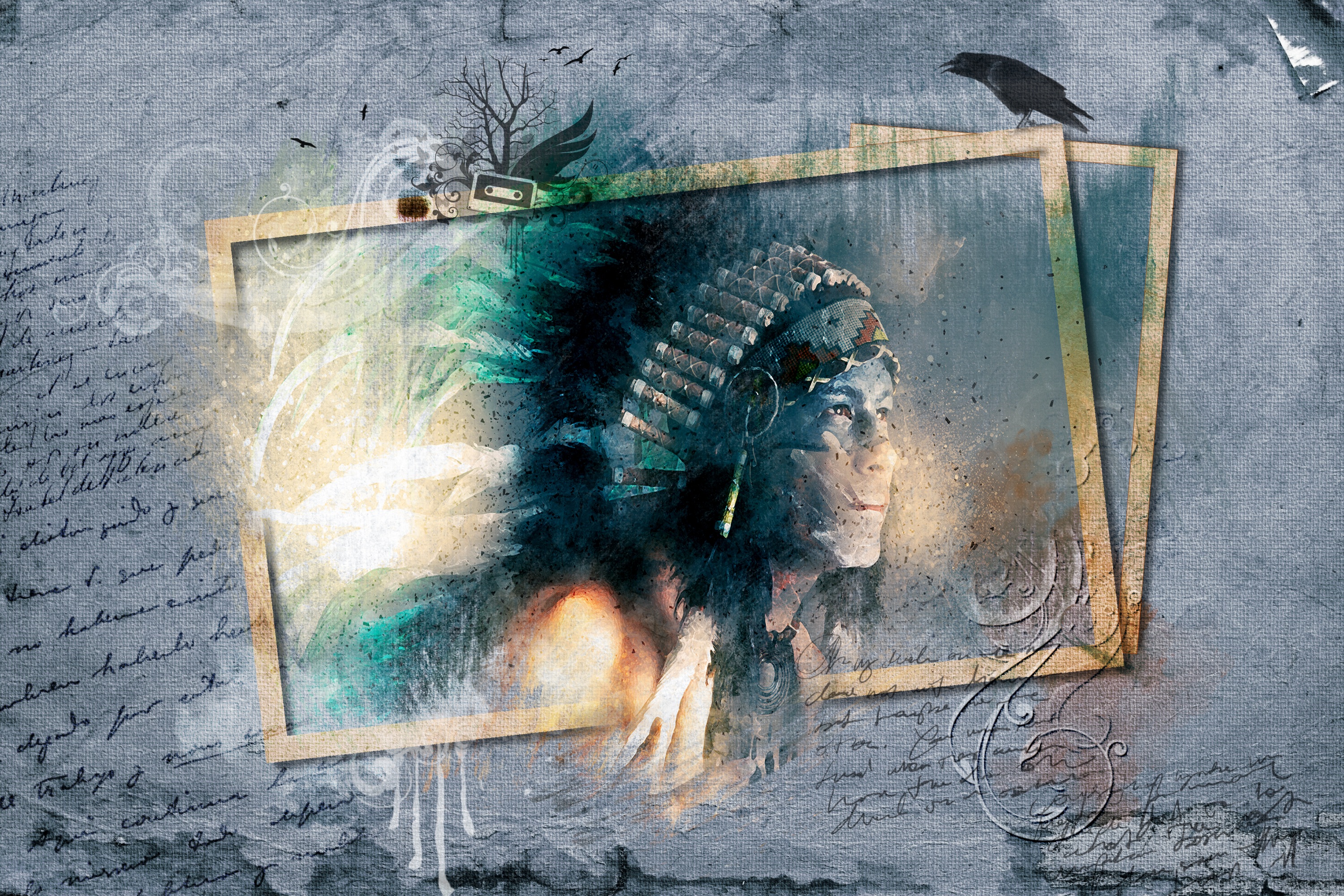 928422 Hintergrundbild herunterladen künstlerisch, amerikanischer ureinwohner, rahmen - Bildschirmschoner und Bilder kostenlos