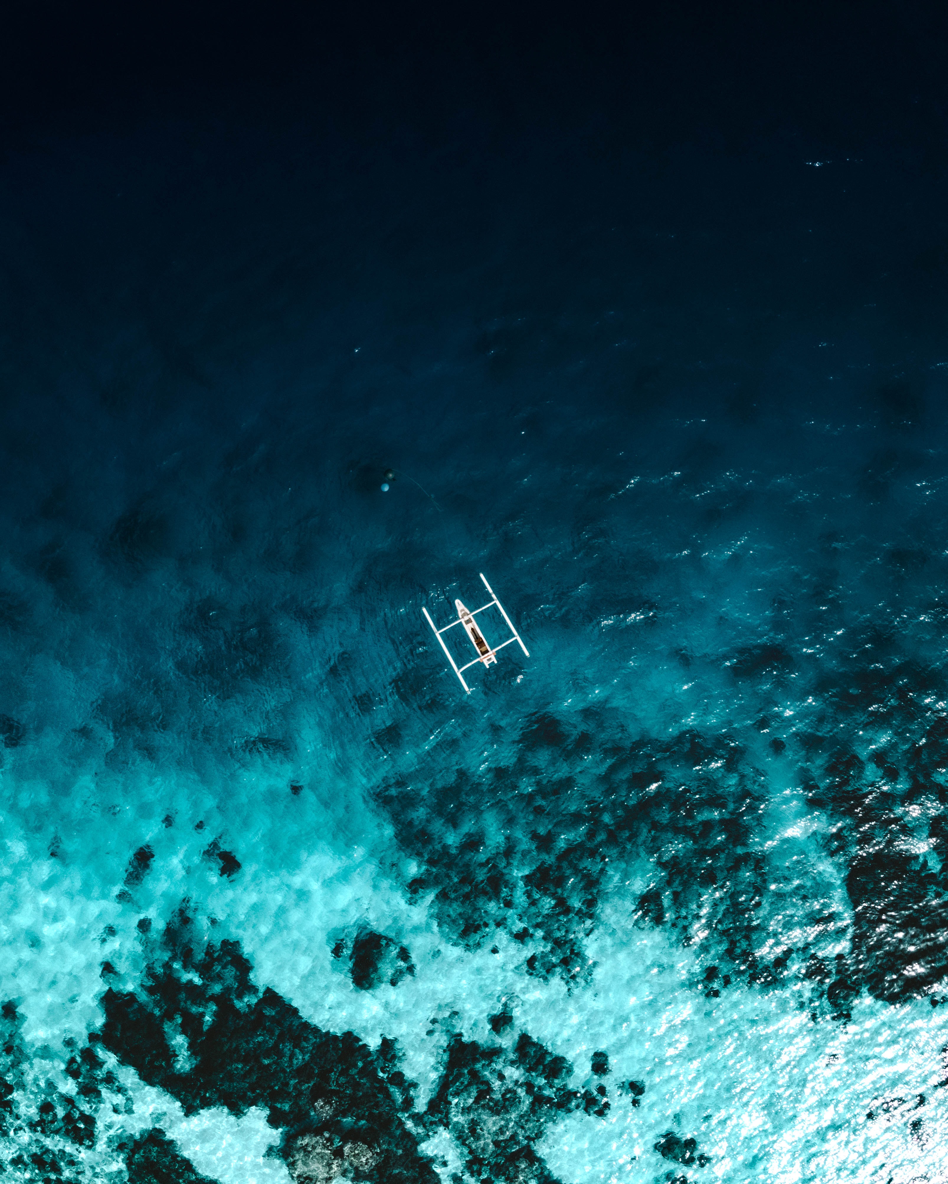 117186 descargar fondo de pantalla naturaleza, mar, vista desde arriba, un barco, bote, arrecife: protectores de pantalla e imágenes gratis
