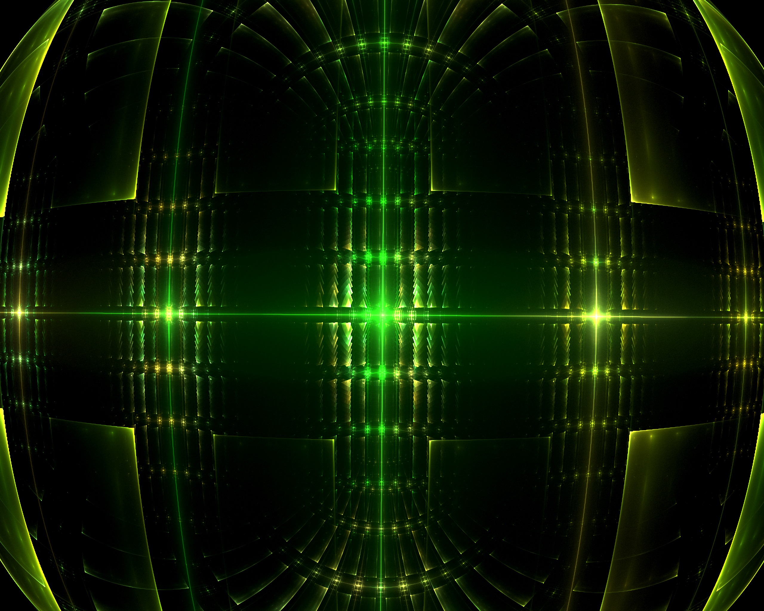 fractal, glow, dark, abstract, green download HD wallpaper