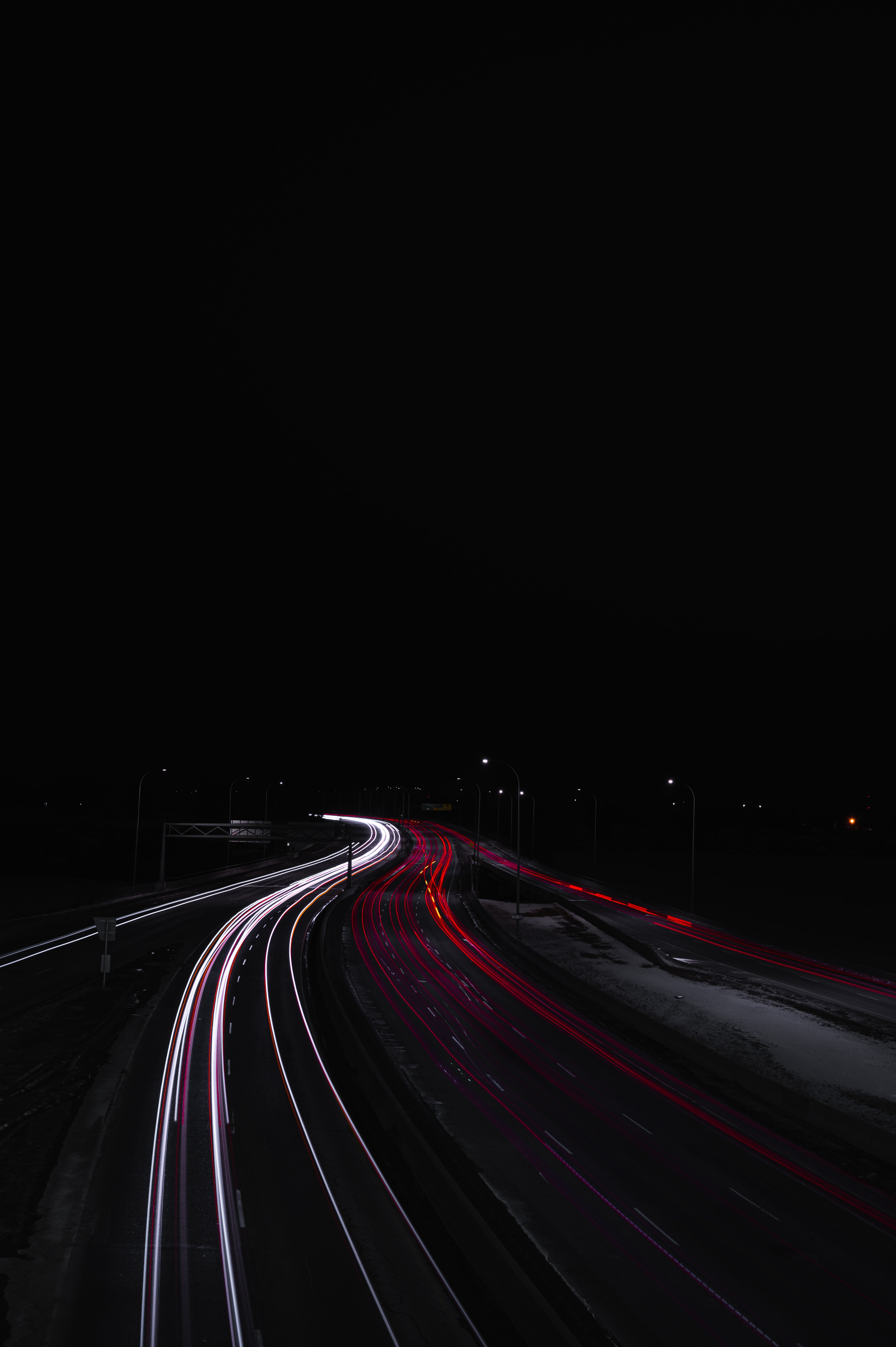 dark, long exposure, lights, night, road, darkness iphone wallpaper