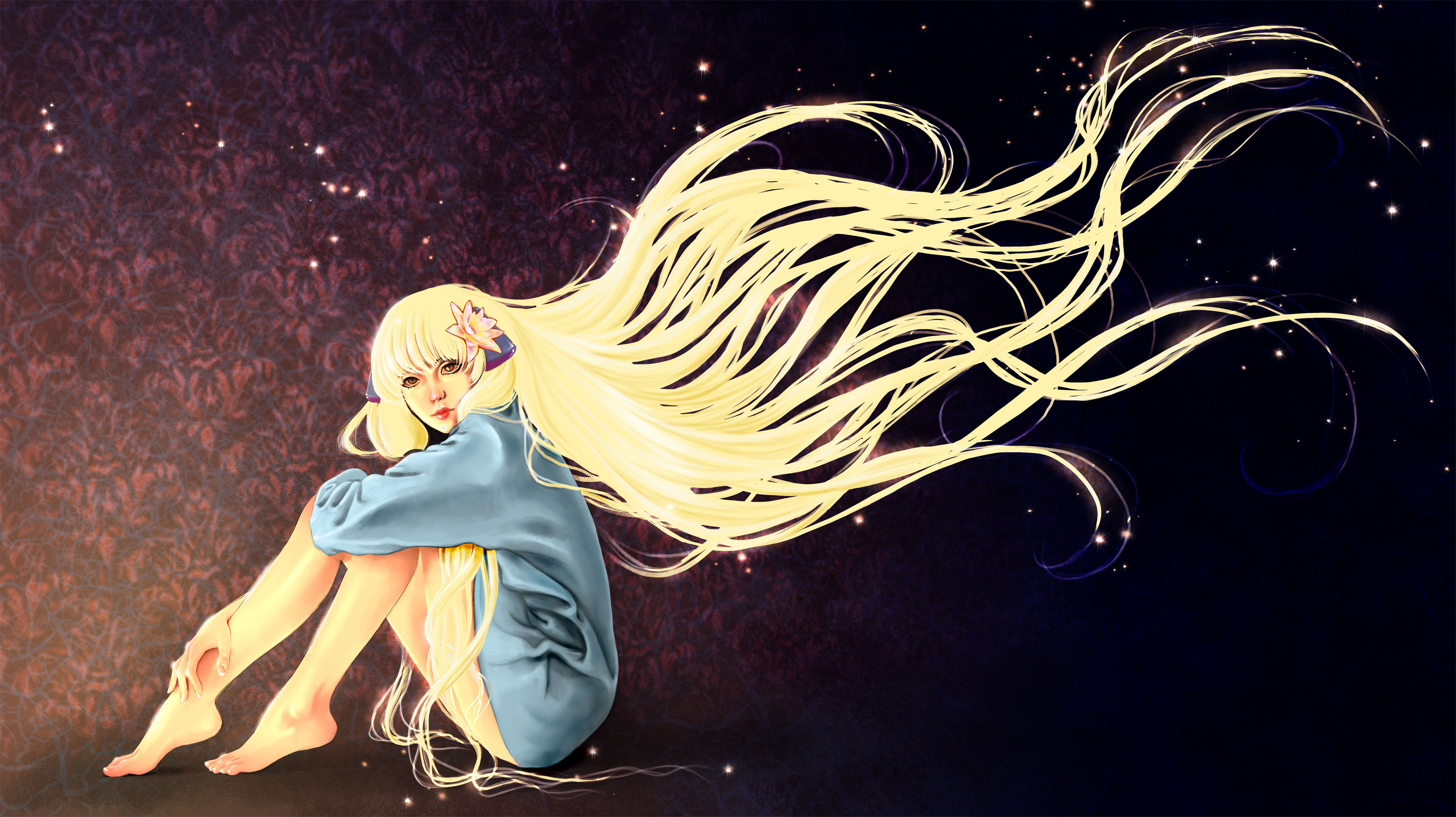 Блондинки аниме с длинными волосами