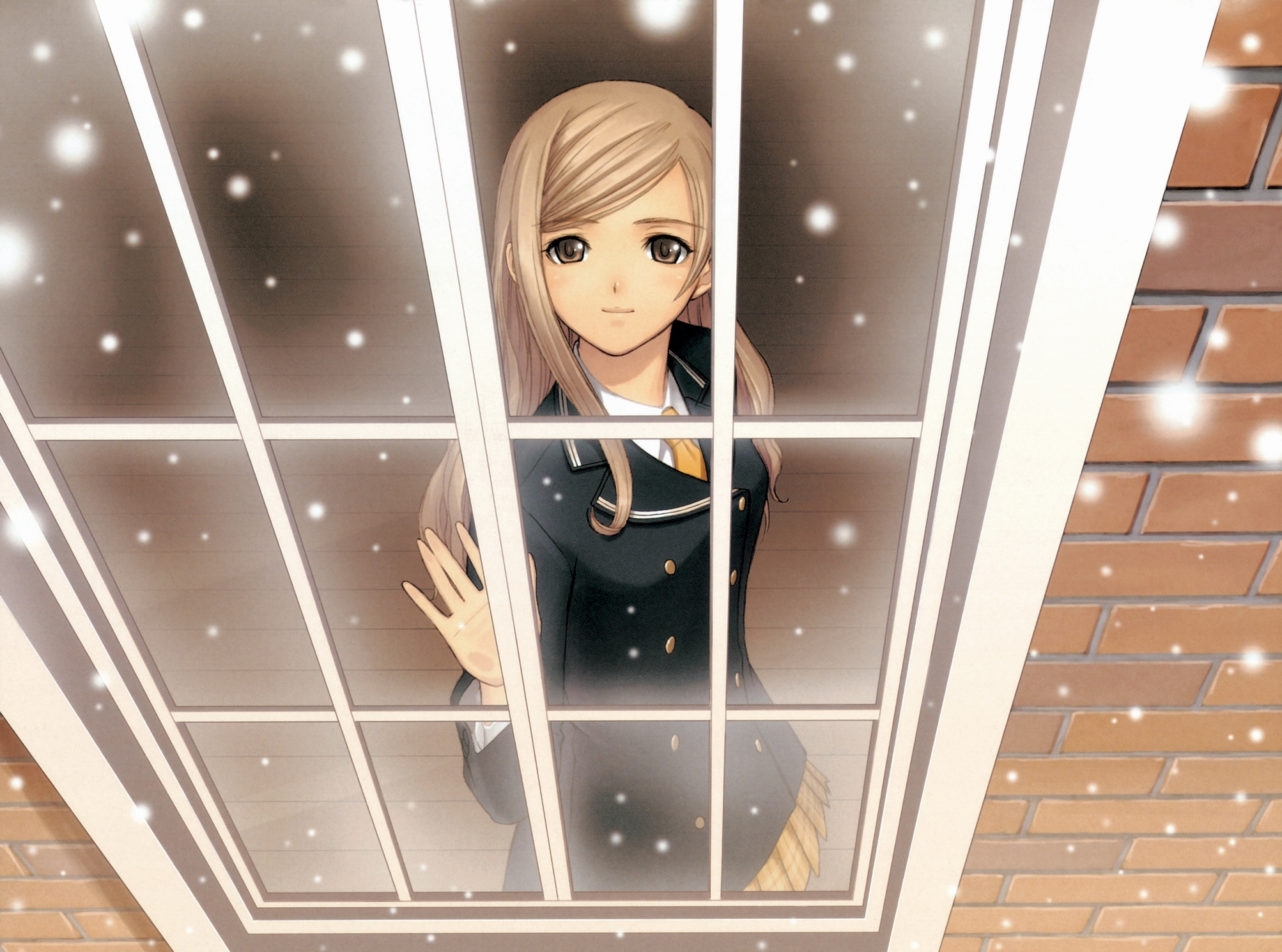免费下载动漫, 雪, 窗户, 窗口, 女孩手机壁纸。