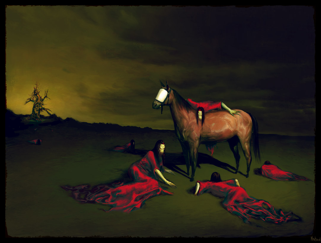 dark, weird, horse mobile wallpaper