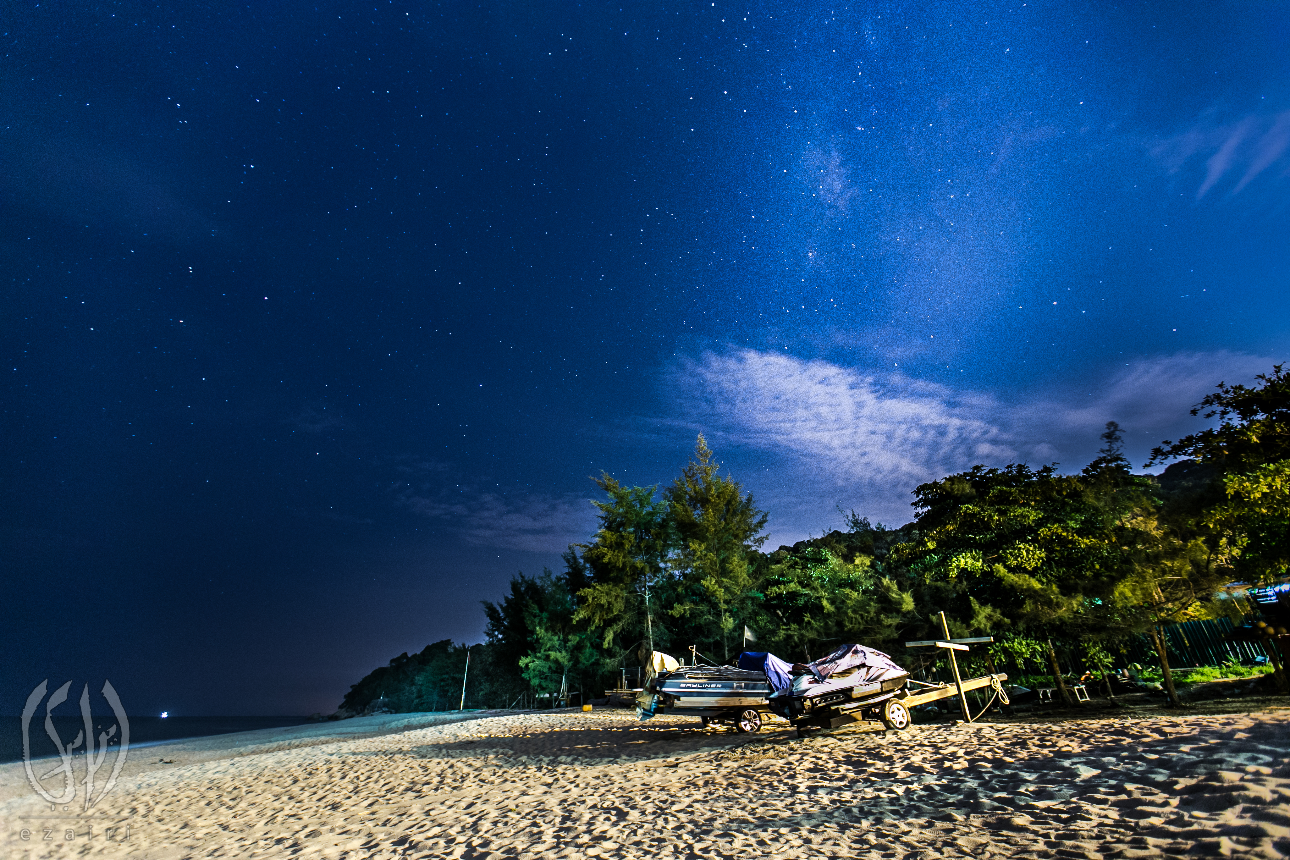 starry sky, photography, night, beach, kuantan, malaysia, tropics for Windows