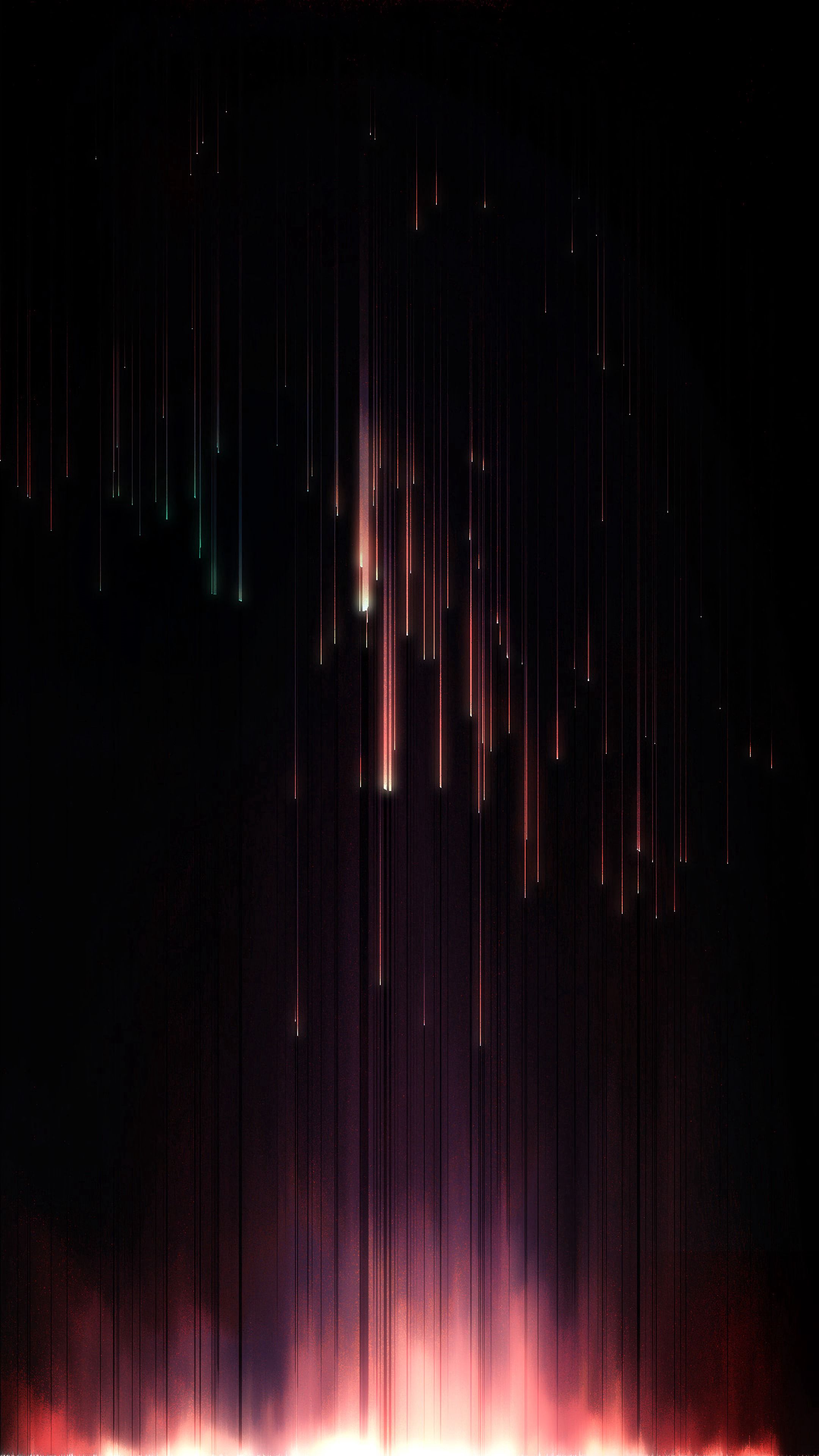 fall, digital, lines, rain, abstract, glow Phone Background
