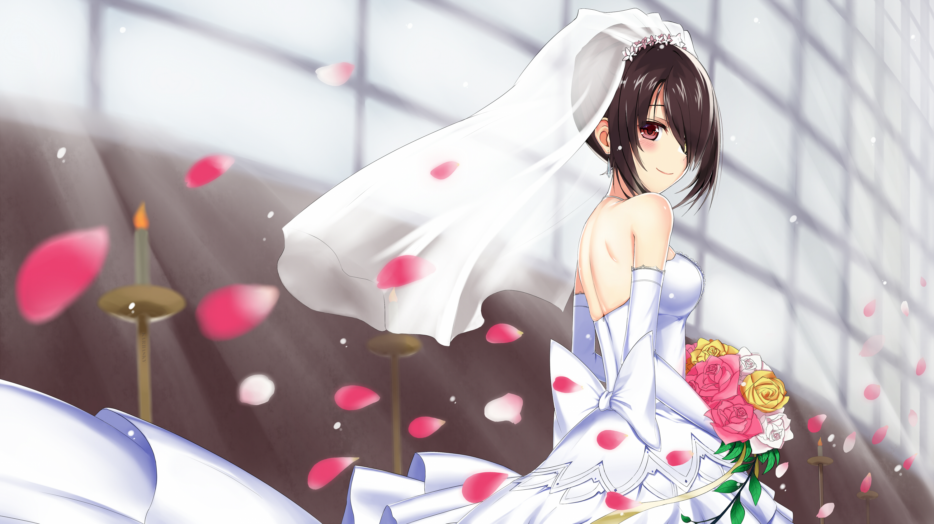 Куруми Токисаки в свадебном платье