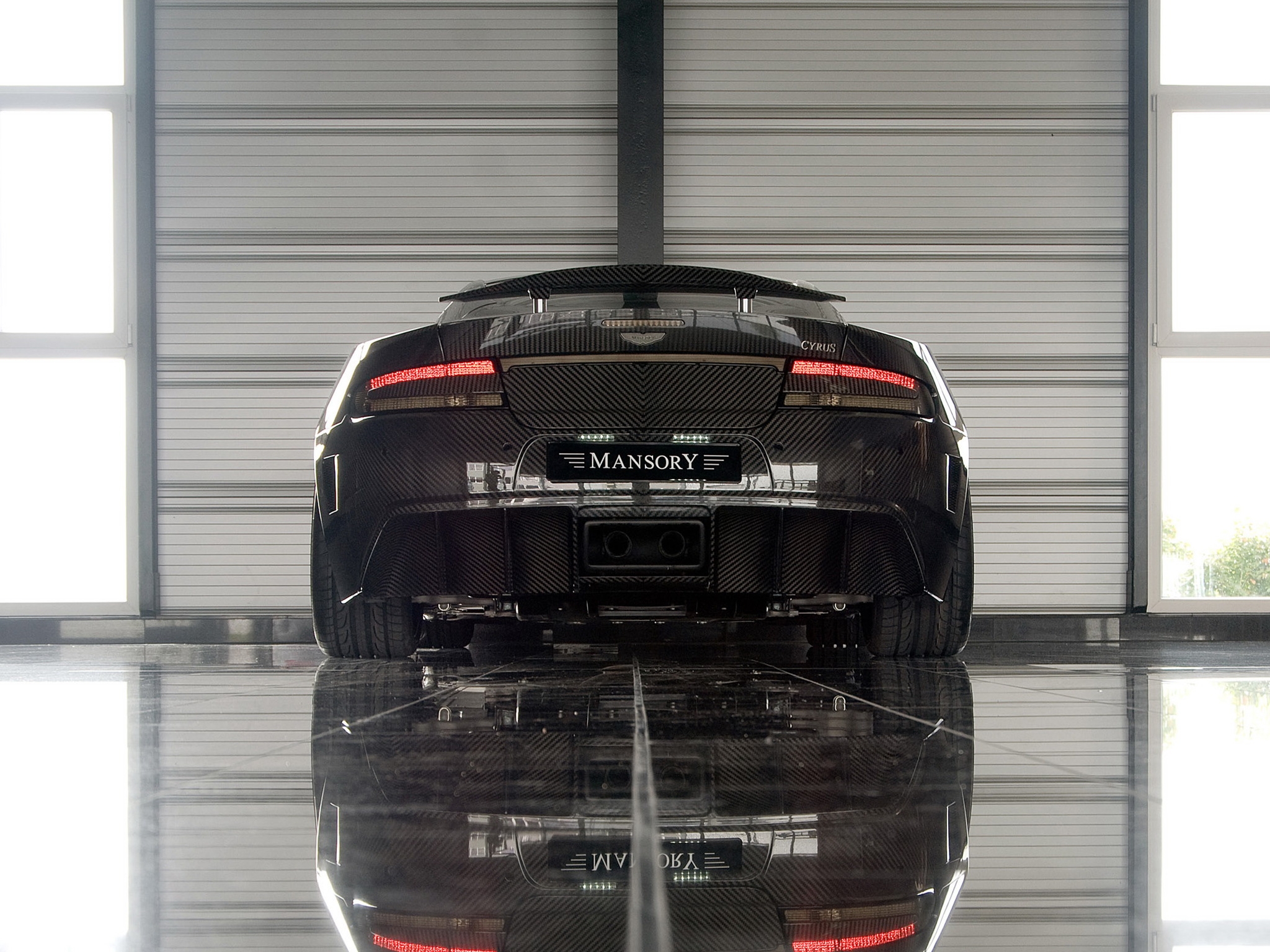cars, auto, sports, aston martin, black, reflection, back view, rear view, style, 2009, mansory cyrus Full HD