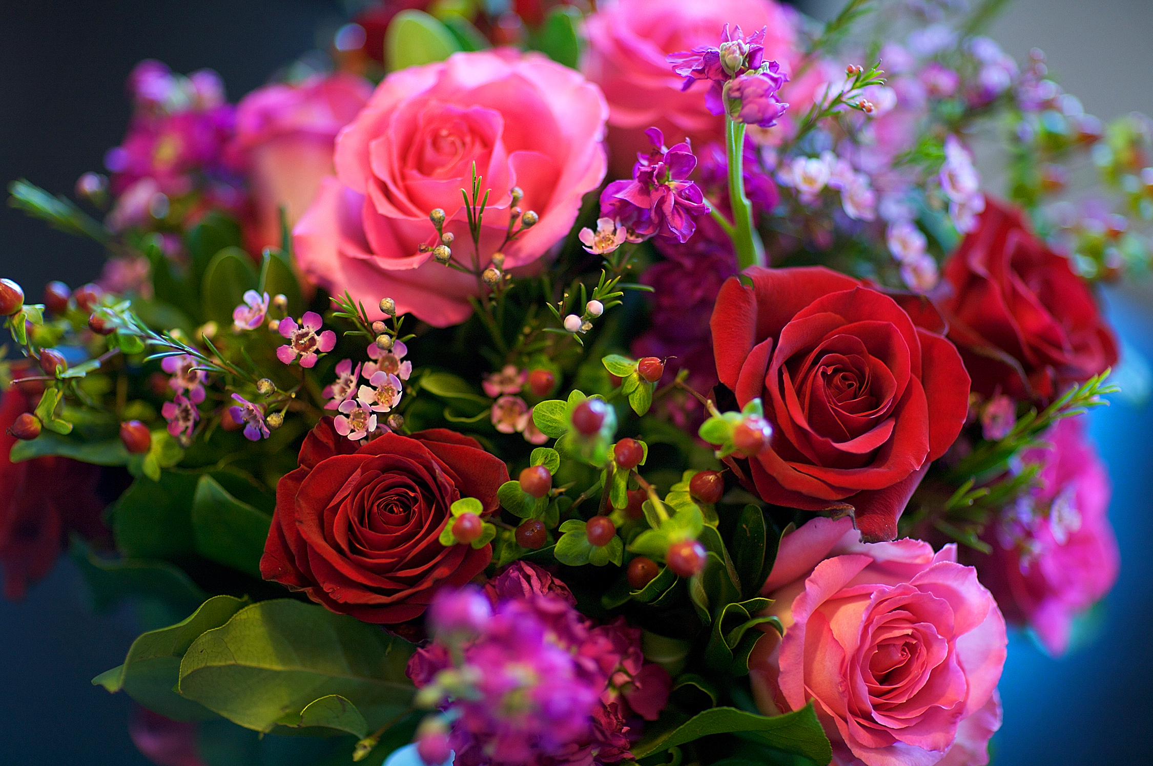 1920 x 1080 picture pink flower, bouquet, earth, rose, colorful, colors, flower, red flower, flowers