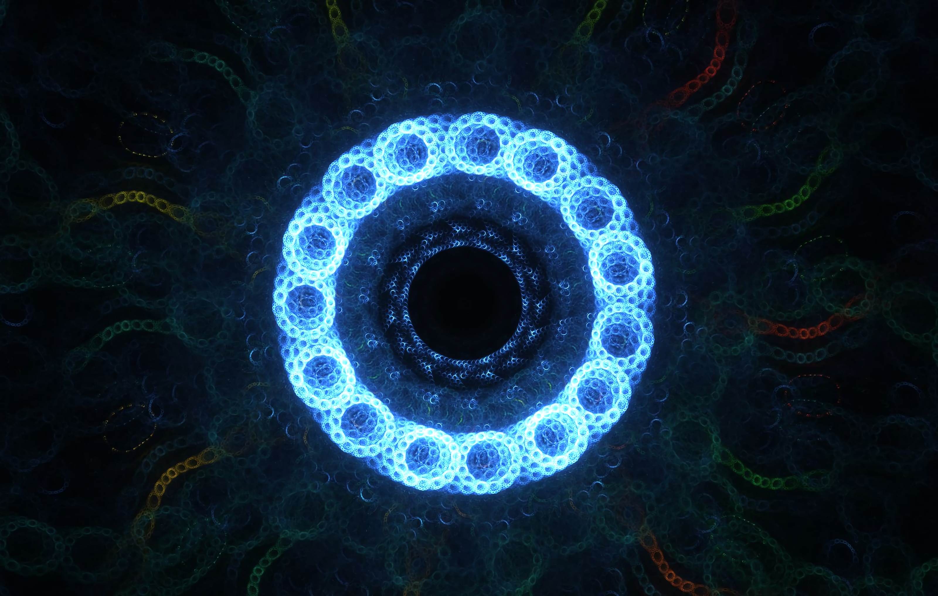 Download mobile wallpaper Rings, Glow, Circles, Fractal, Abstract for free.