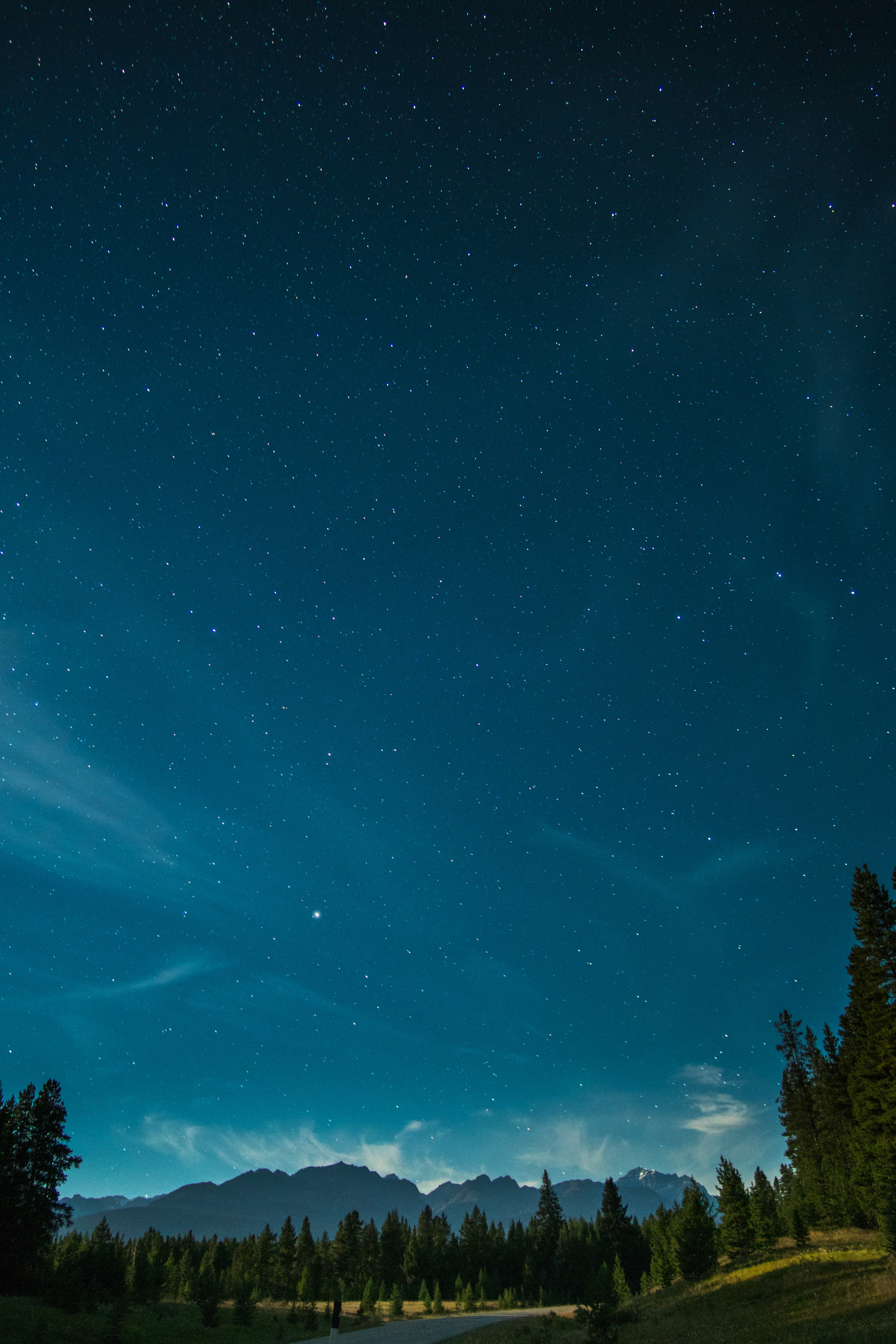 Free download wallpaper Nature, Trees, Starry Sky, Mountains, Night on your PC desktop