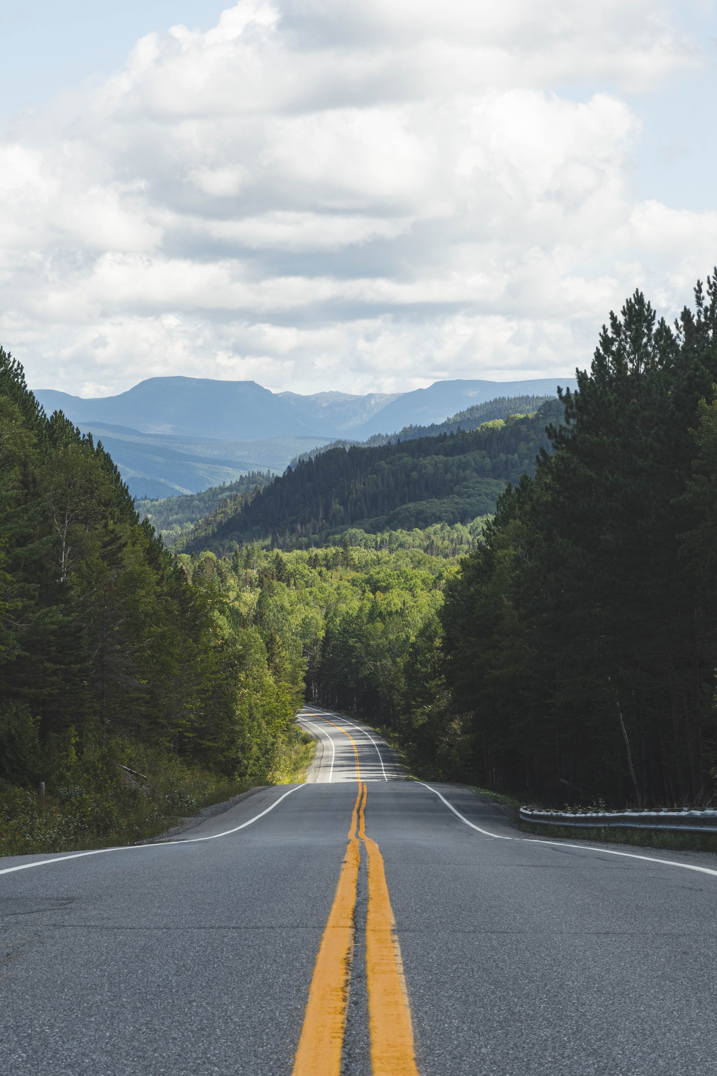 Download mobile wallpaper Dahl, Distance, Road, Markup, Trees, Nature, Mountains for free.