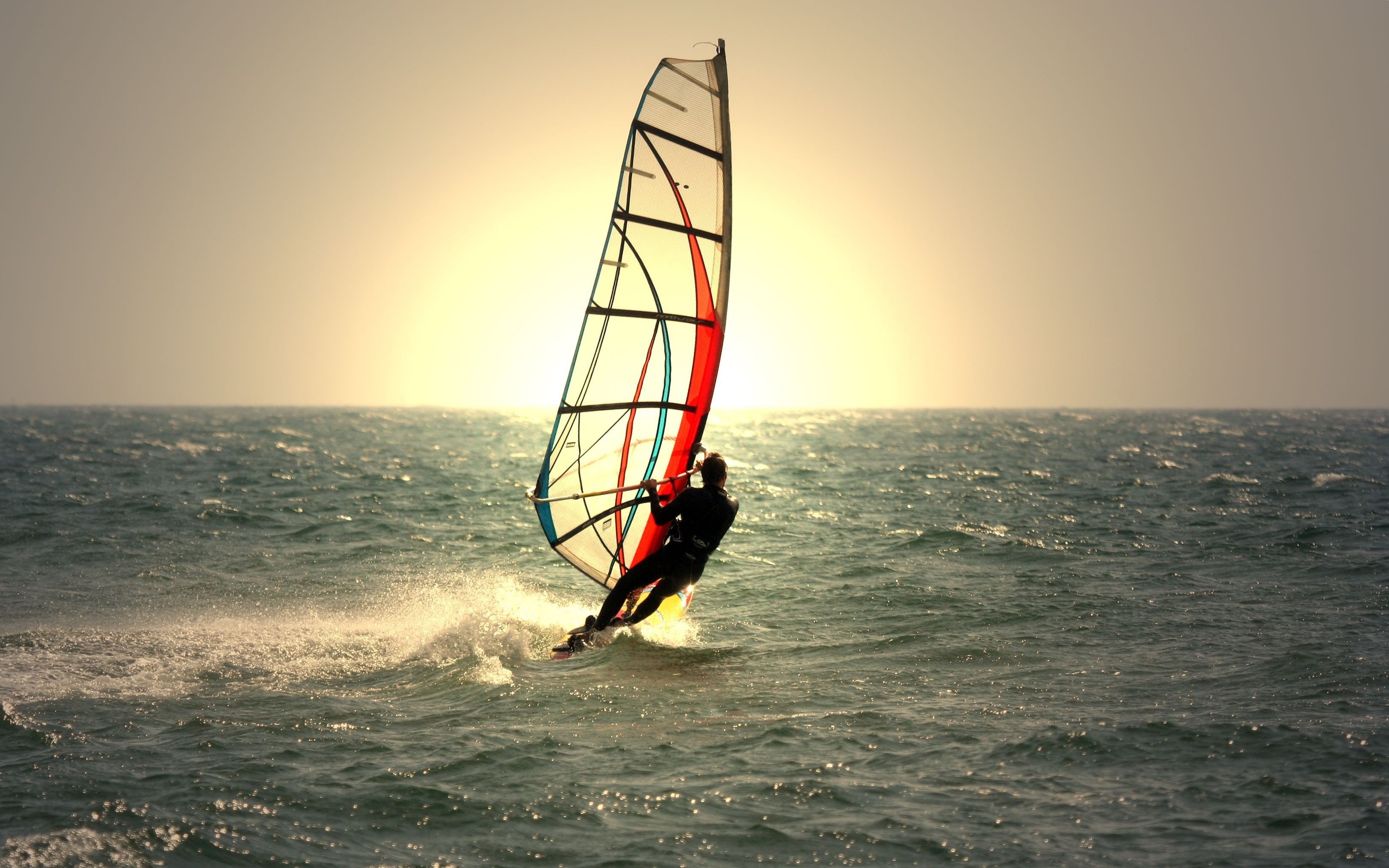 windsurfing, sports, horizon, ocean