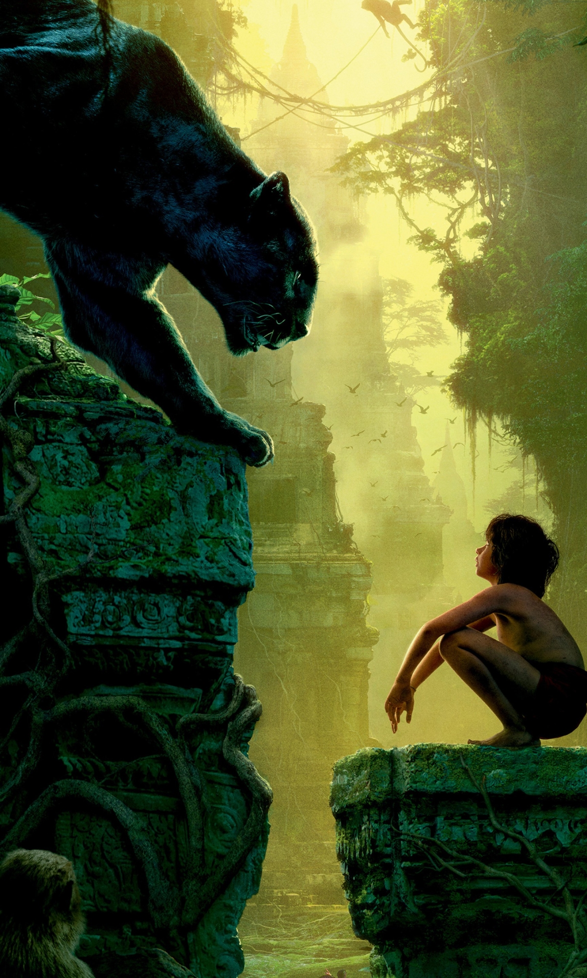 movie, the jungle book (2016), mowgli, bagheera, the jungle book